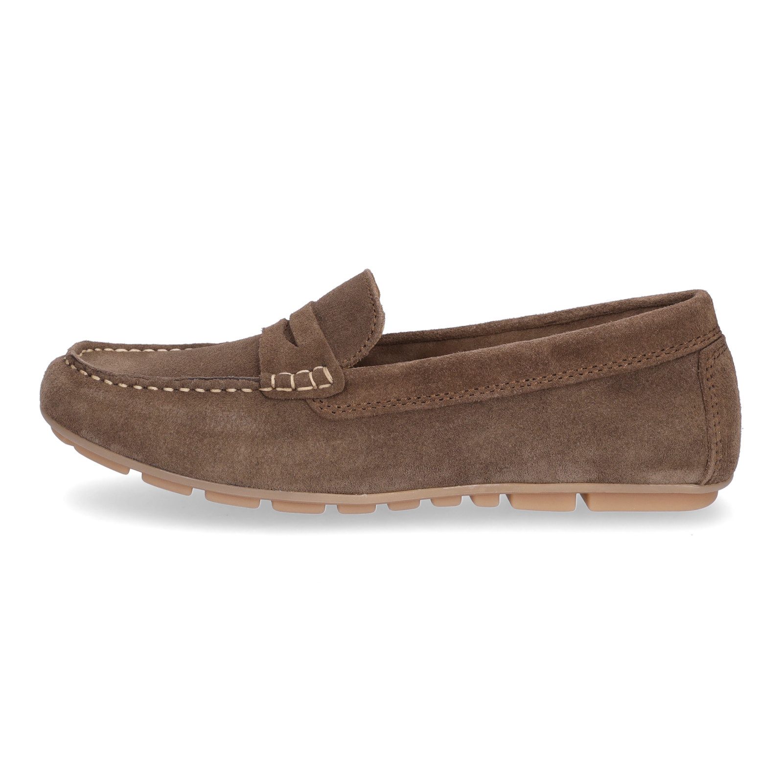 MIDS MIRELLA Damen Mokassin braun, Slipper aus Rauleder mit Leder-Innensohle und Gummisohle