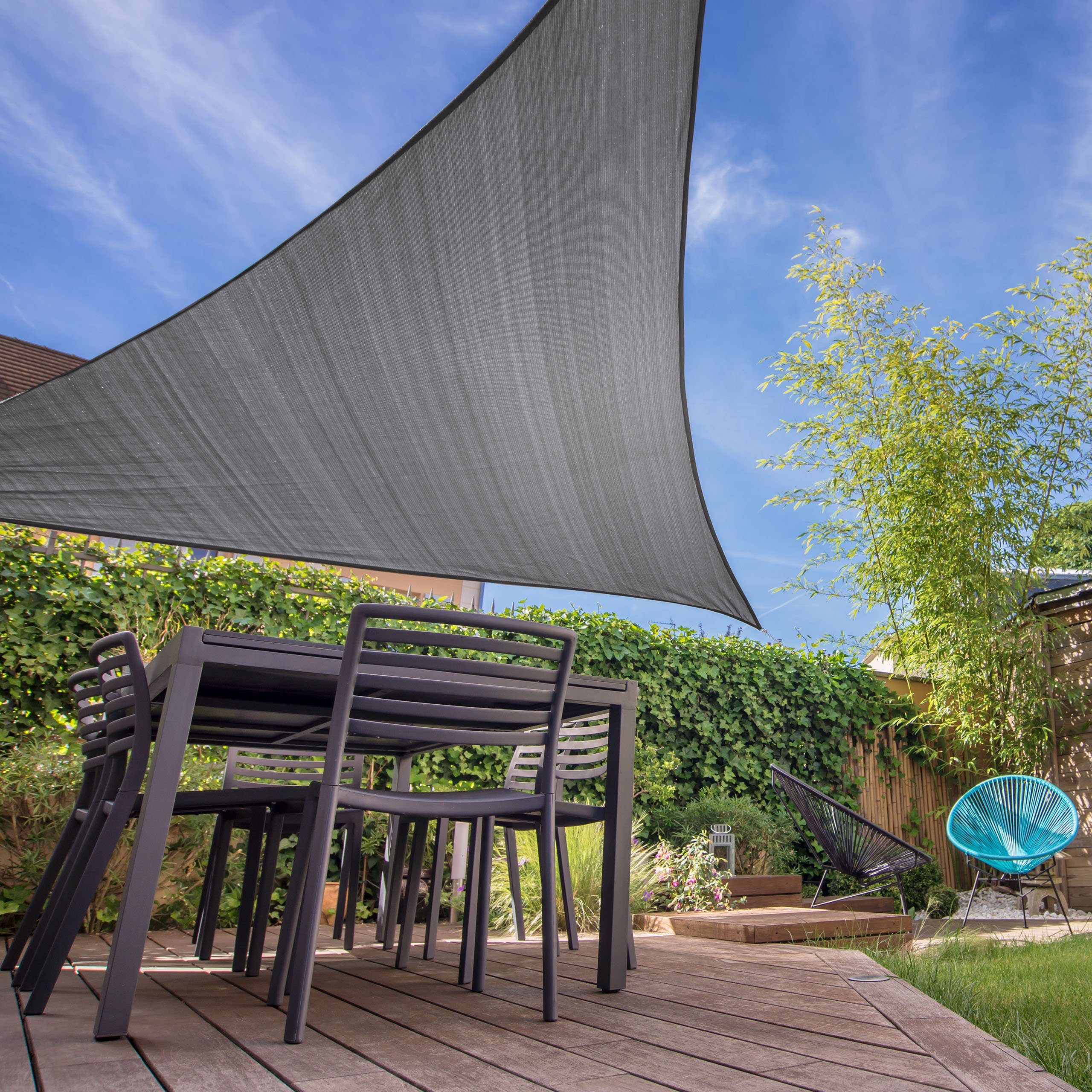 Randaco Sonnensegel Rechteck 2x3m Grau Sonnenschutz,Sun Sail inkl.Befestigungsseile,Reißfestem HDPE Wetterbeständig UV-Schutz,Sonnendach für Garten Terrasse Outdoor 