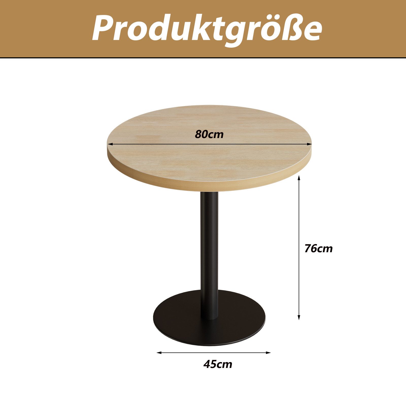 TWSOUL Esstisch Runder Esstisch 80 cm, Moderner Küchentisch aus Holz, mit s günstig online kaufen