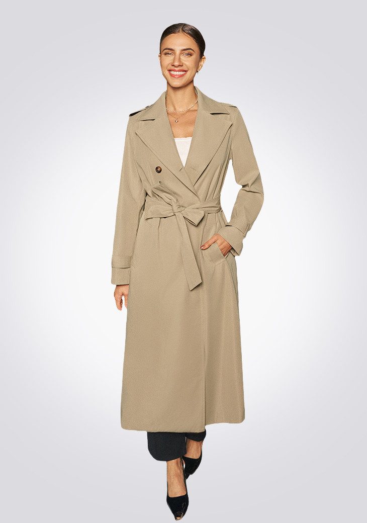 Cupshe Trenchcoat Khaki-farbener Zweireiher-Trenchcoat