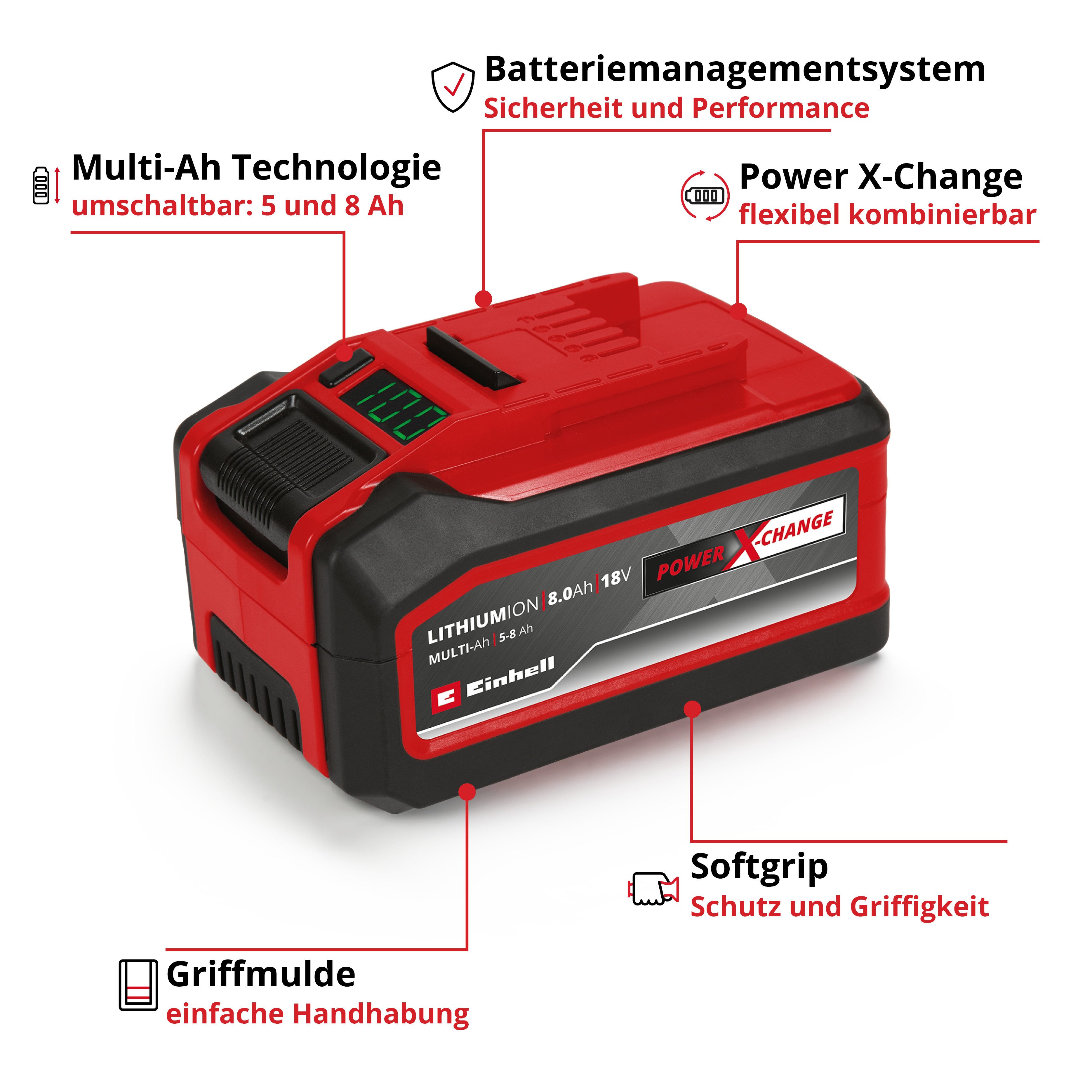 Einhell »Power X-Change Multi-Ah PXC Plus« Akku, 18 V, umschaltbar: 5 und 8 Ah