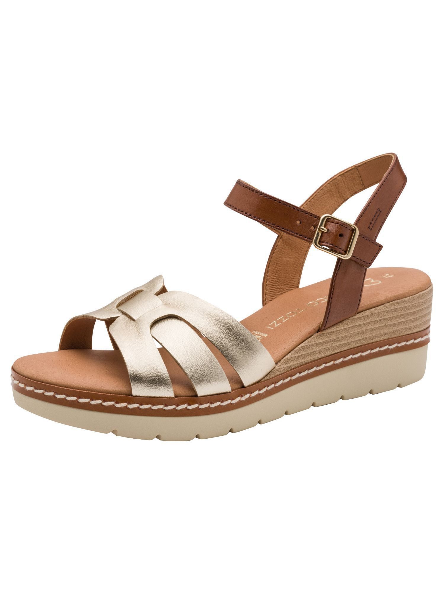 marco tozzi FEEL, MT Soft Lining aus Leder Keilabsatz Sandalette FEEL
