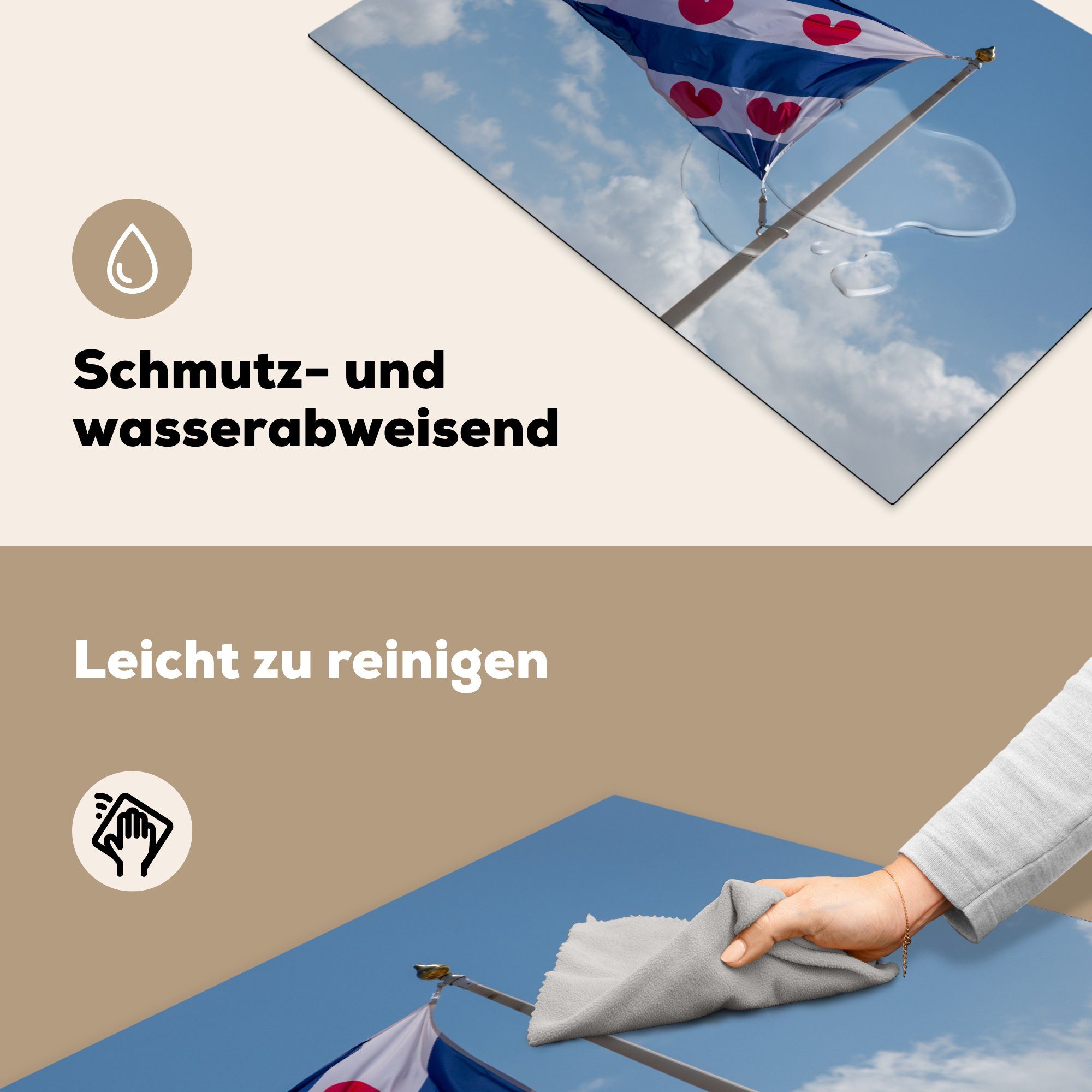 Flagge Friesische Vinyl, 81x52 (1 Himmel, Herdblende-/Abdeckplatte Schutz die Ceranfeldabdeckung - Induktionskochfeld tlg), MuchoWow für Friesland cm, - küche,