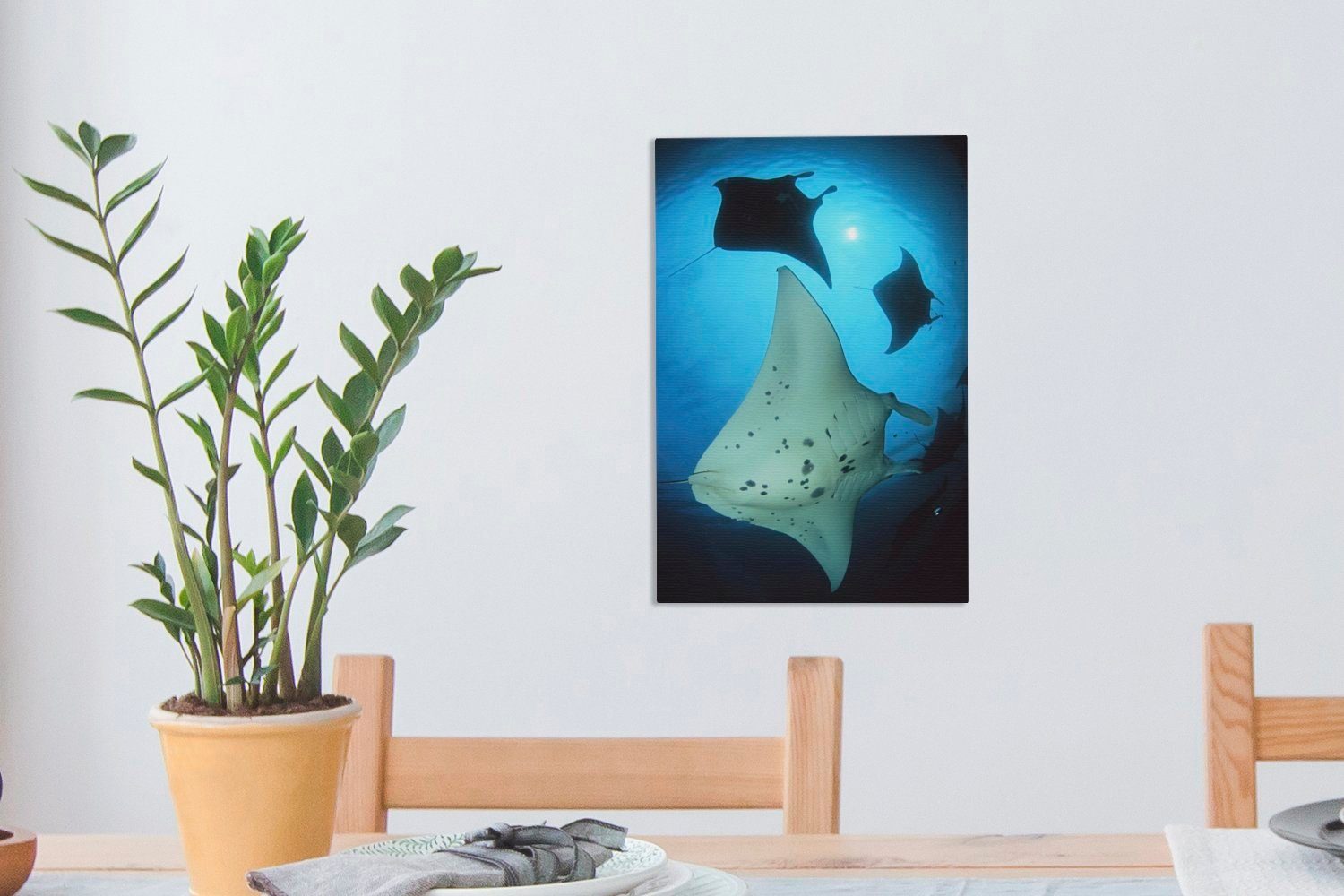 Die inkl. Gemälde, des Strahls, (1 bespannt Leinwandbild Leinwandbild Zackenaufhänger, OneMillionCanvasses® Unterseite weiße 20x30 cm St), fertig