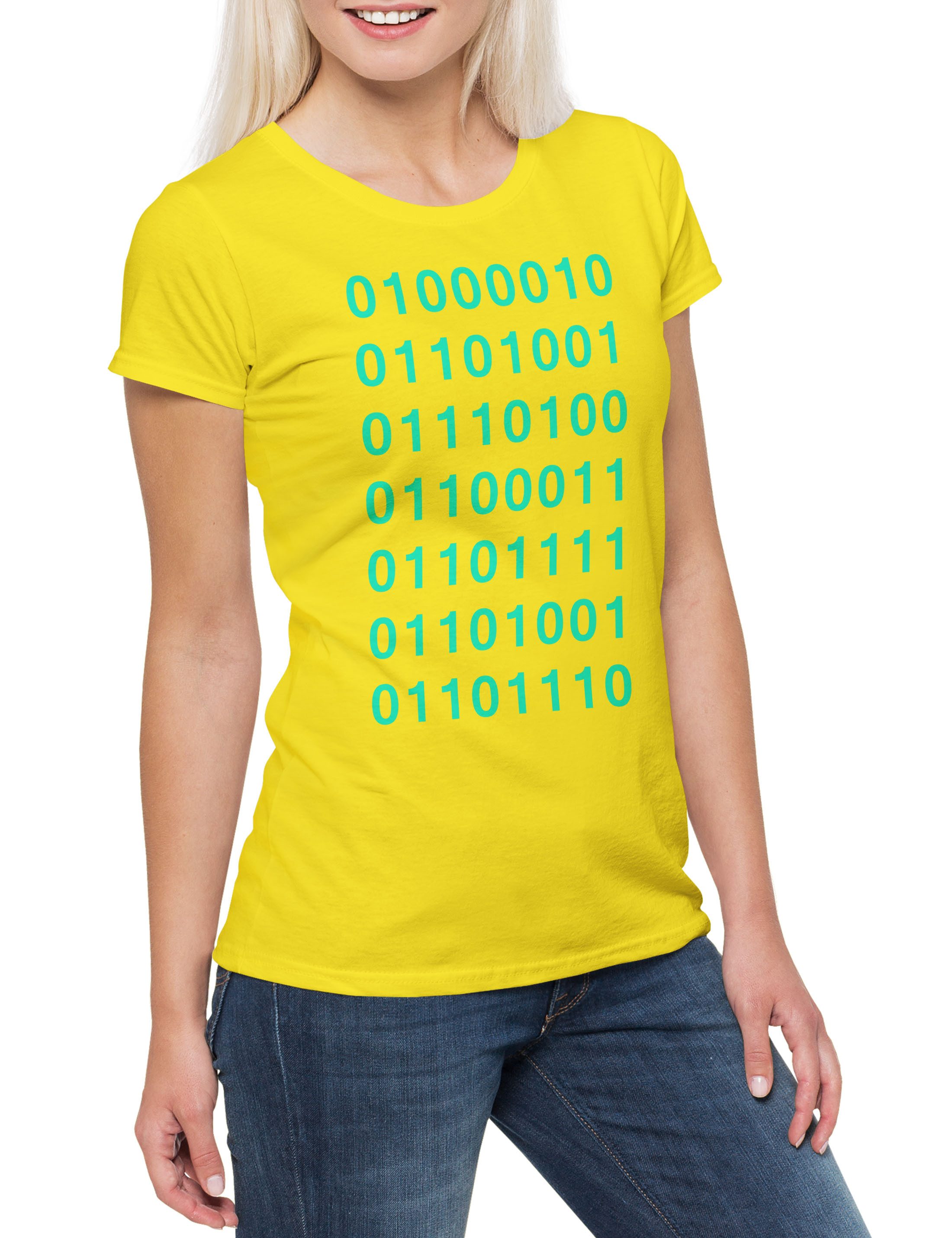 Print-Shirt Binary Code Damen T-Shirt Big Binär Silicon TV Bang Series Valley