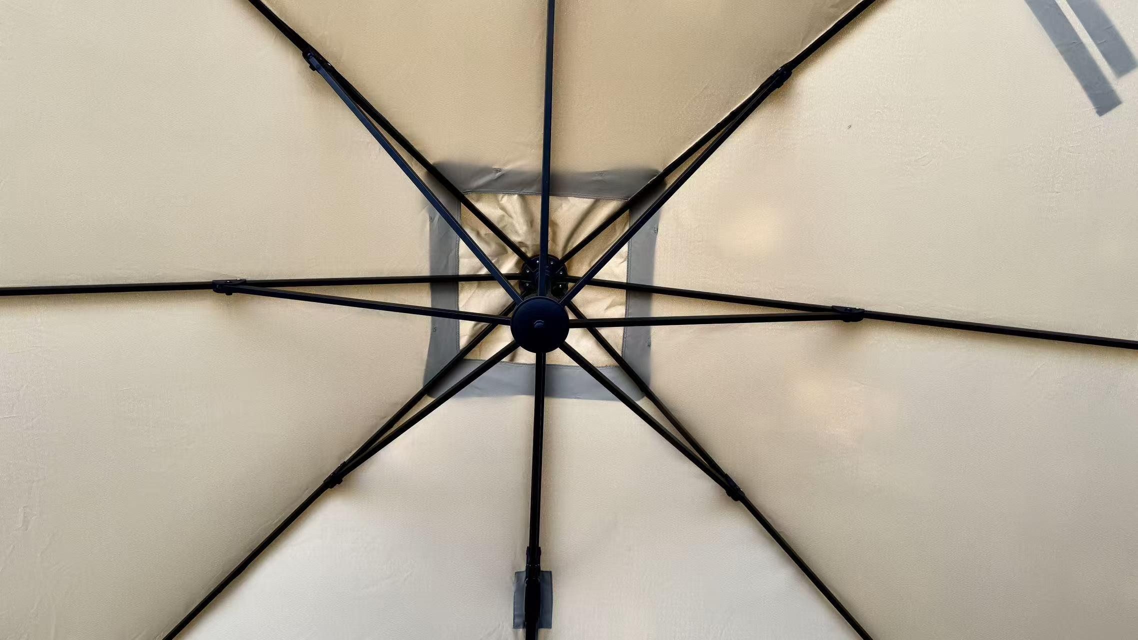 BBWL Sonnenschirm 3x3m Ampelschirm mit 360° Drehfunktion, pulverbeschichtetes Aluminium, & Eisen, UV-Schutz, wasserabweisend