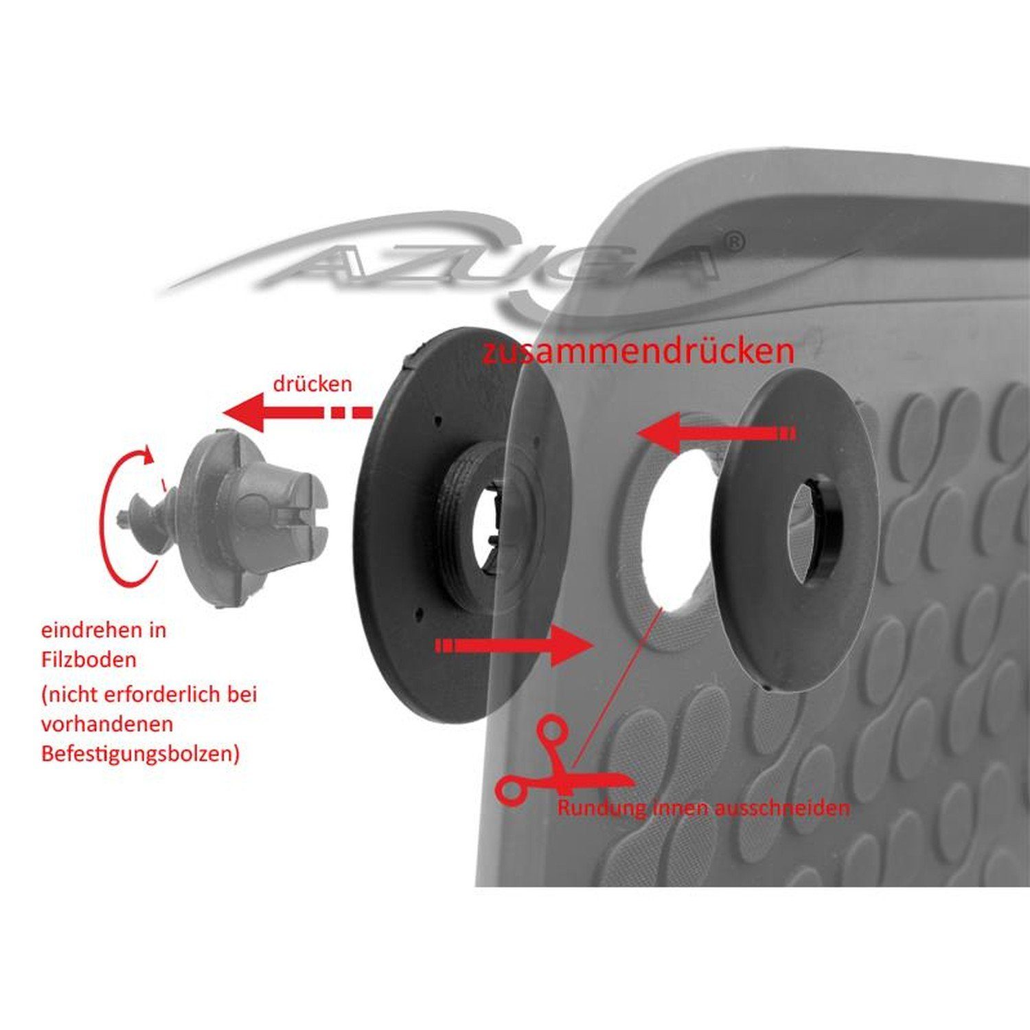 AZUGA Auto-Fußmatten Hohe Gummi-Fußmatten passend für Toyota Land Cruiser ab  12/2009 (J15), für Toyota Land Cruiser Geländewagen