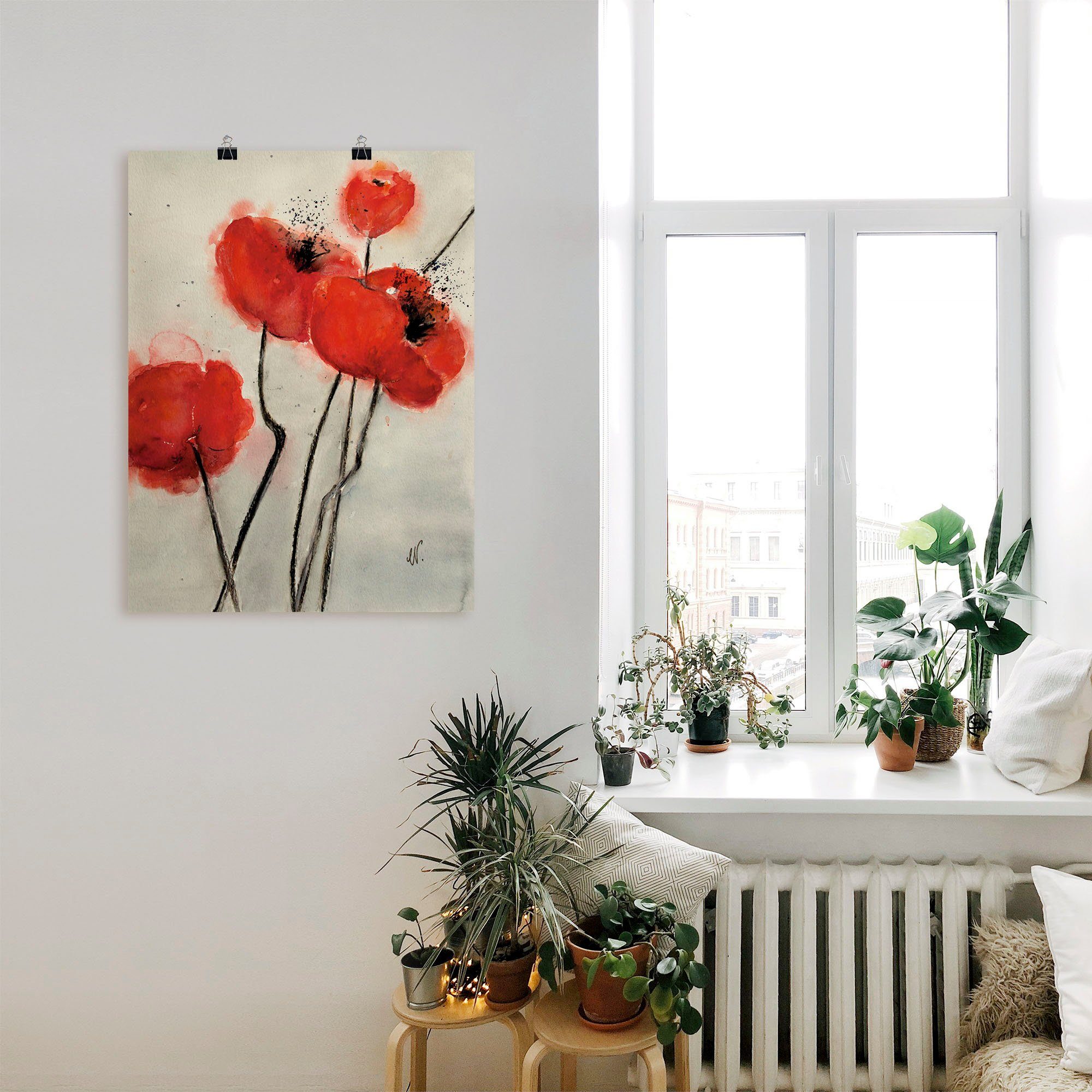 Artland Wandbild Roter Mohn, Blumen (1 St), als Leinwandbild, Poster in verschied. Größen