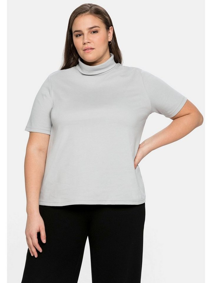 Sheego T-Shirt Große Größen mit Stehkragen, in leichter A-Linie