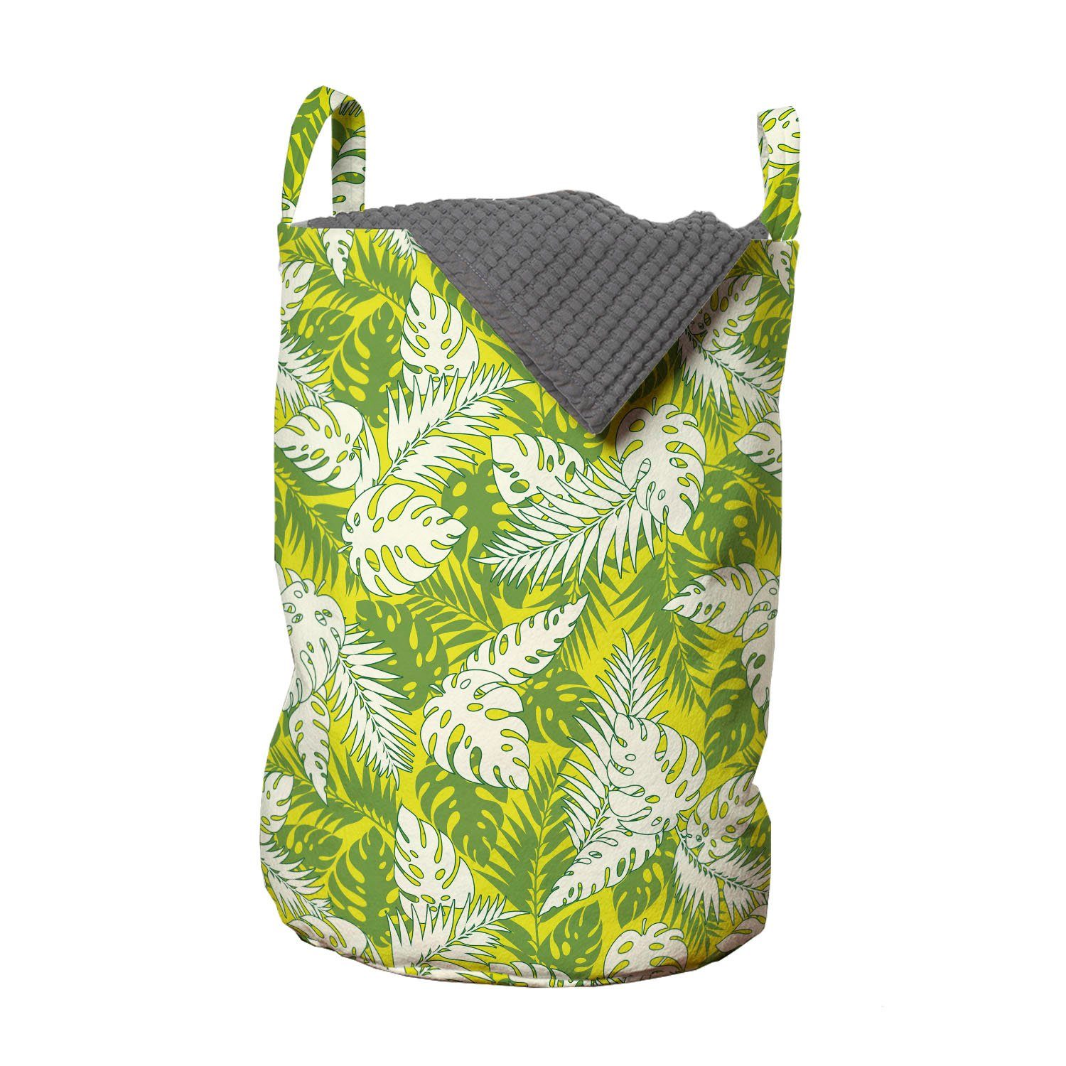Abakuhaus Wäschesäckchen Wäschekorb mit Griffen Kordelzugverschluss für Waschsalons, Exotisch Hawaiian tropische Blatt-