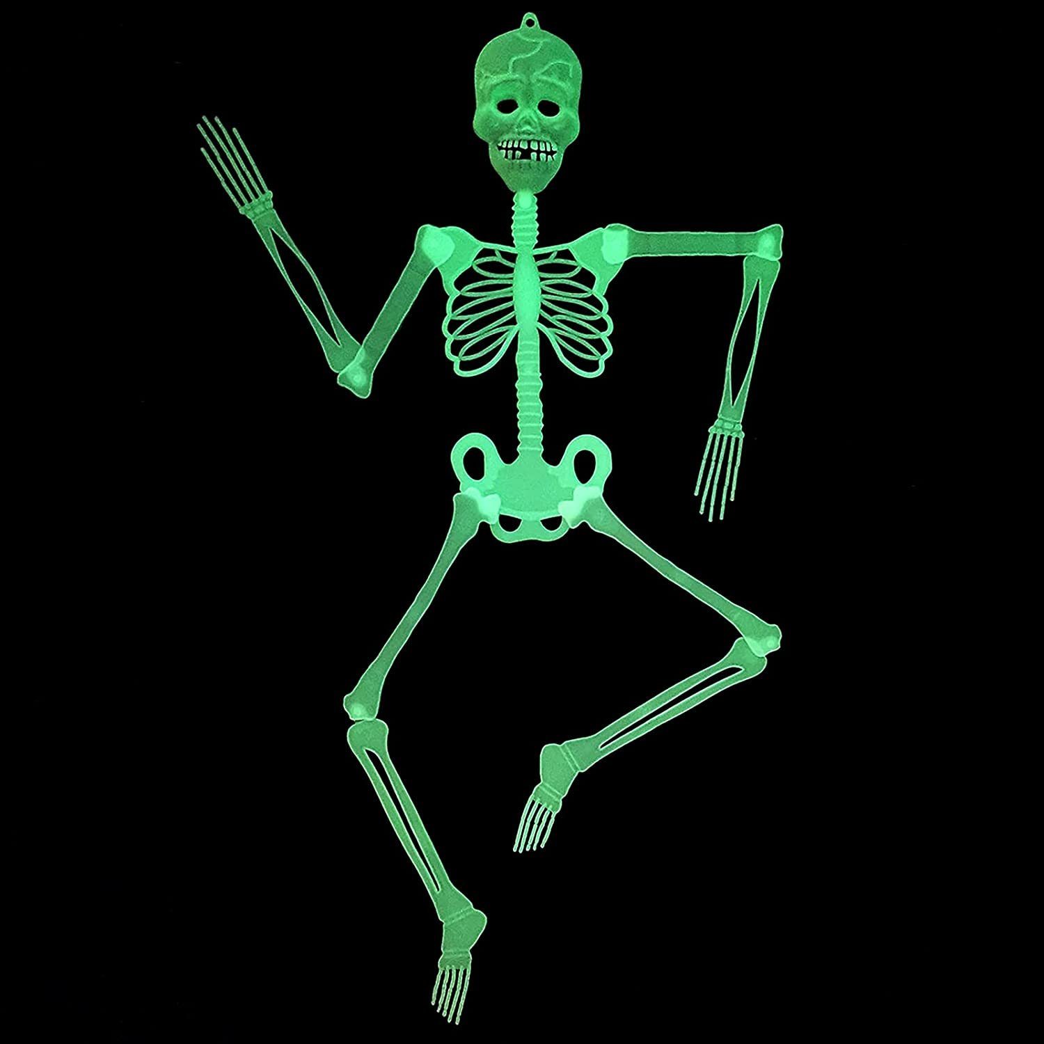 Dekoobjekt Schädel-Skelett, 2 GelldG Leuchtendes Stück Leuchtendes Skelett Halloween