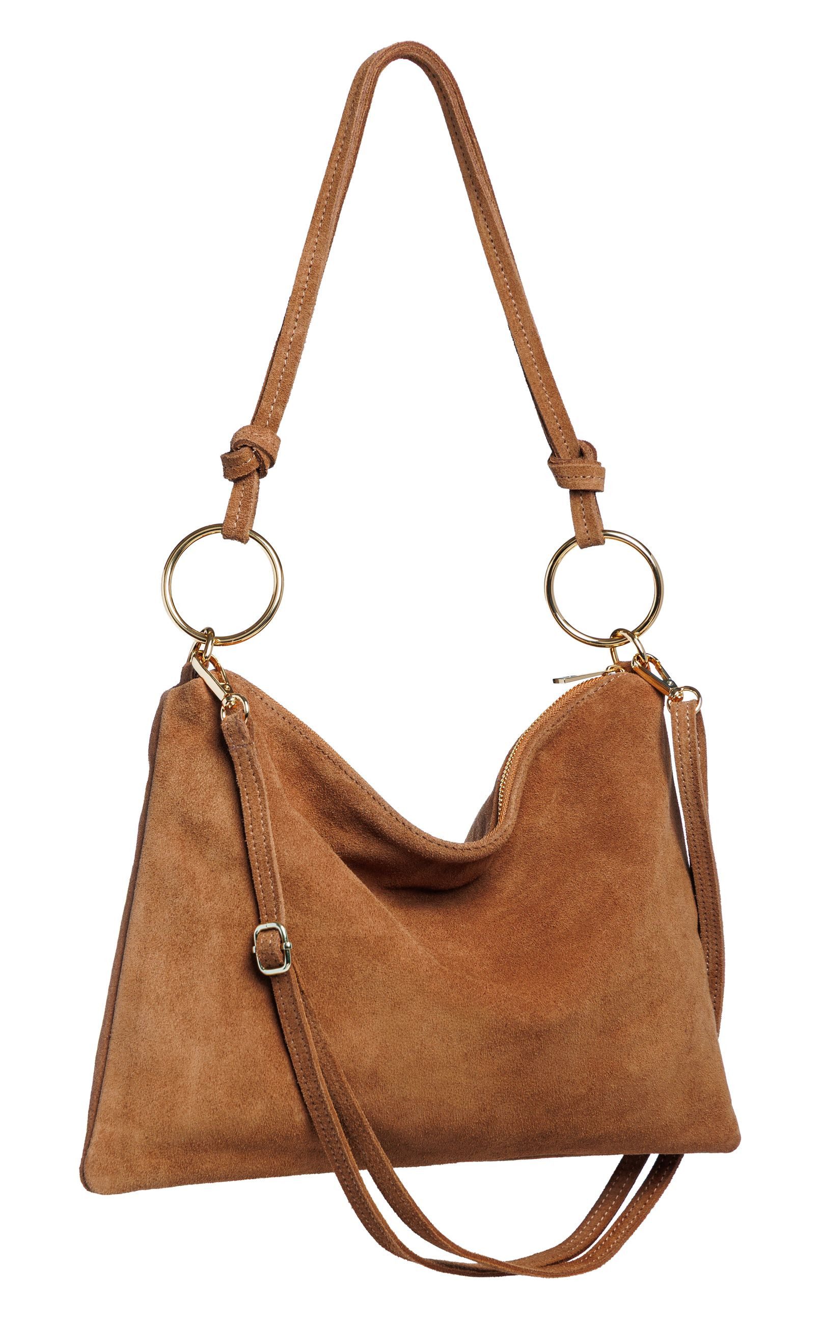 Caspar Umhängetasche Wildleder Umhängetasche Damen Tasche - PREMIUM LINE - Modell No.858, 100% italienisches Leder, samtig weich, angenehmer Tragekomfort