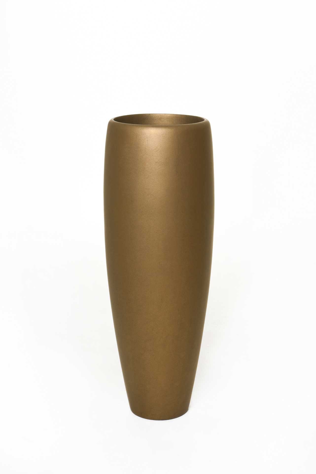 VIVANNO Pflanzkübel Fiberglas XELA Rund - Antikgold Matt (1 St), 34x92 cm