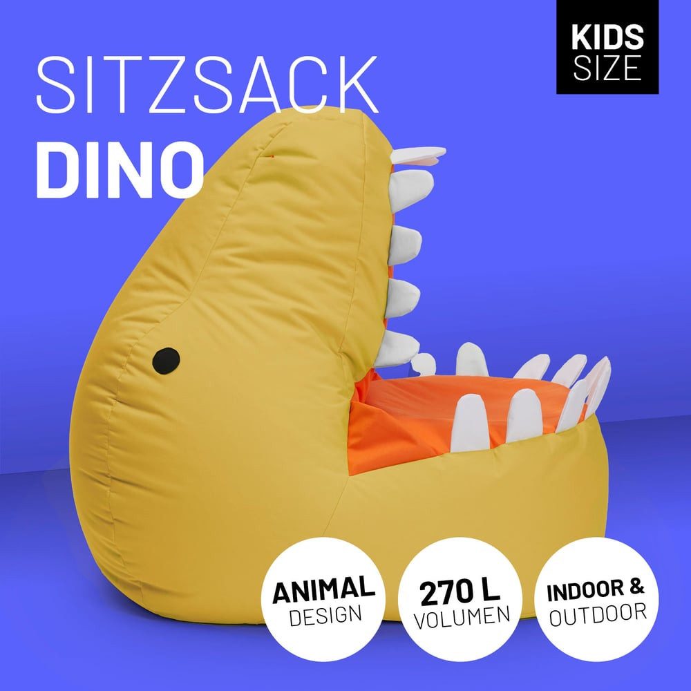 Lumaland Sitzsack Kinder Dino Kissen 90x90x70 cm (1 St), Kuschelsitzkissen, günstig online kaufen