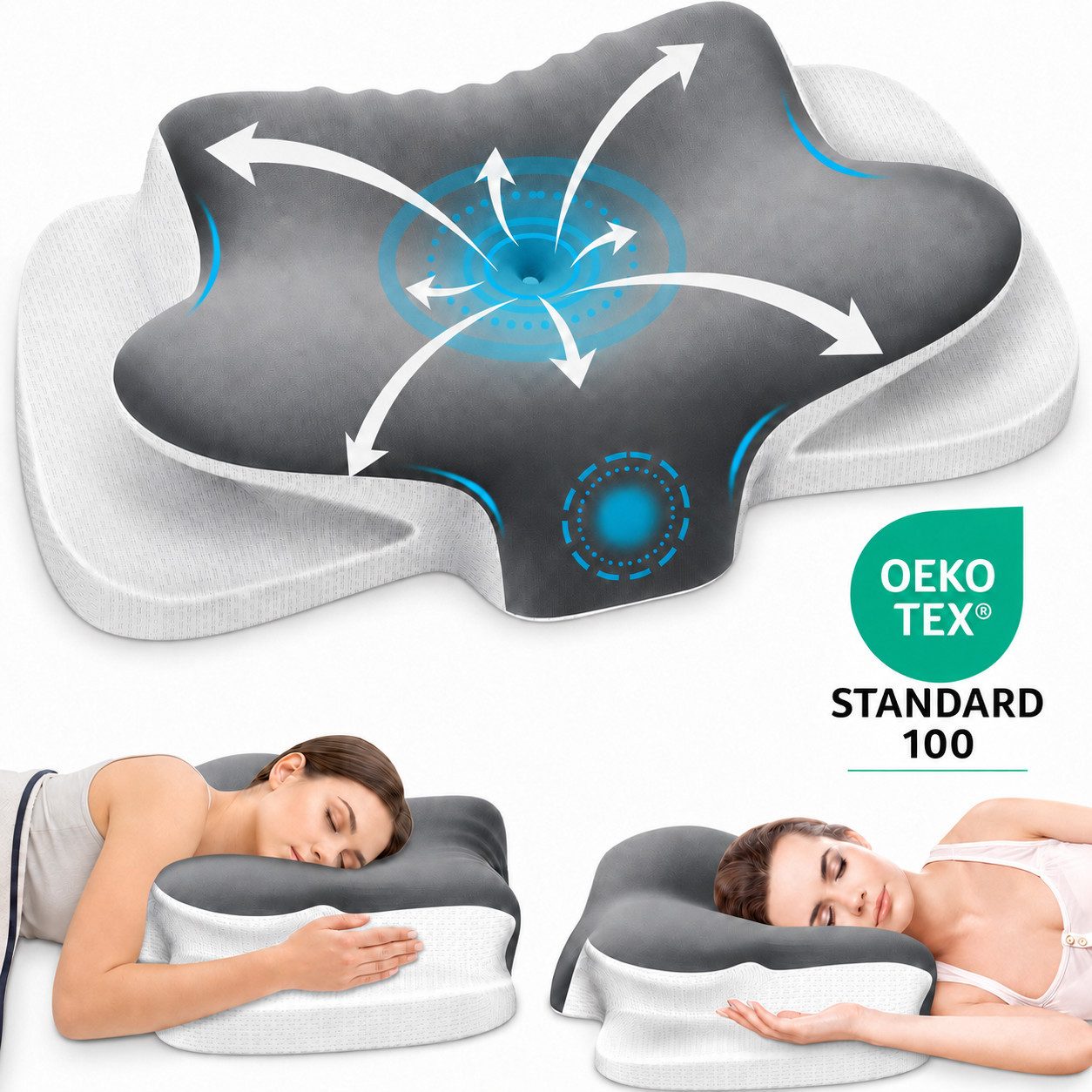 Kityhome Nackenstützkissen Nackenstützkissen, Memory Foam Kissen für Seiten- & Rückenschläfer, Füllung: Premium Memory Foam, für Seitenschläfer, Rückenschläfer & Bauchschläfer, Einfache Reinigung, Universelle Eignung, Universelle Eignung für alle Schlafpositionen