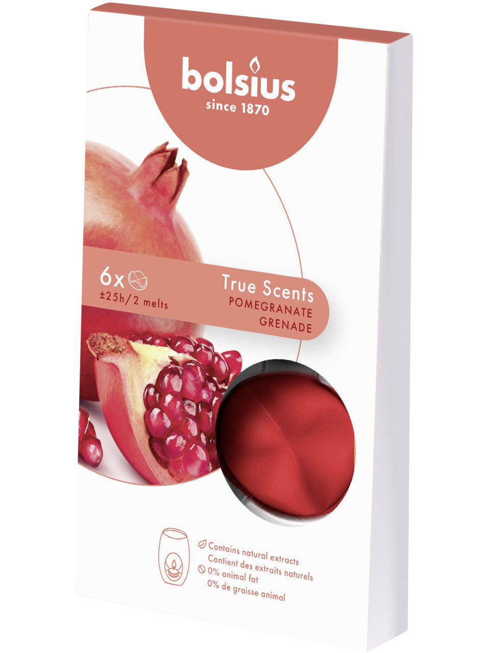 Bolsius Duftkerze Bolsius Aromatic Wax Melts Granatapfel, 6er Pack