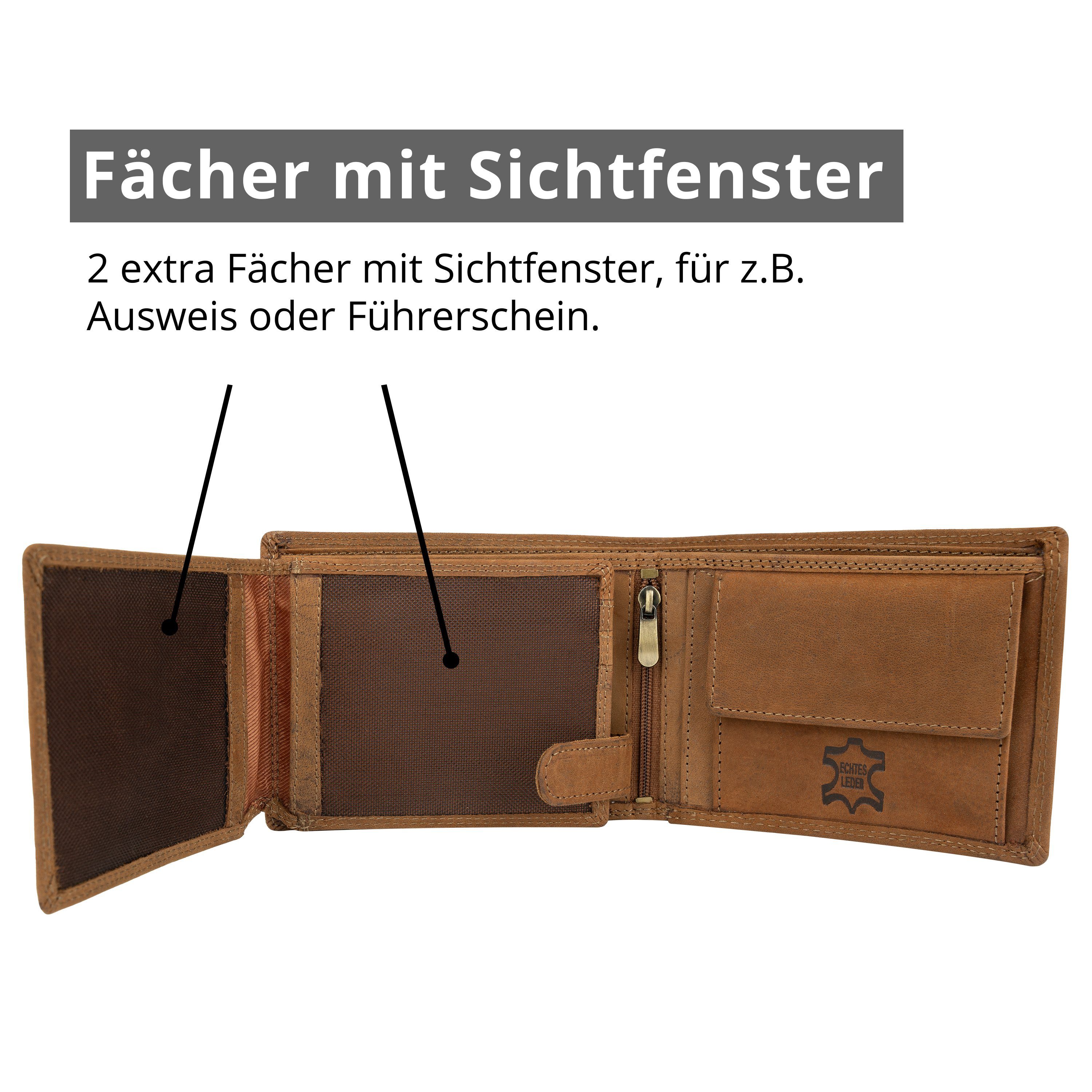 MOKIES Geldbörse Herren Portemonnaie G305 Nappa (querformat), 100% Echt-Leder, RFID-Schutz, Nappa-Leder, GESCHENKBOX