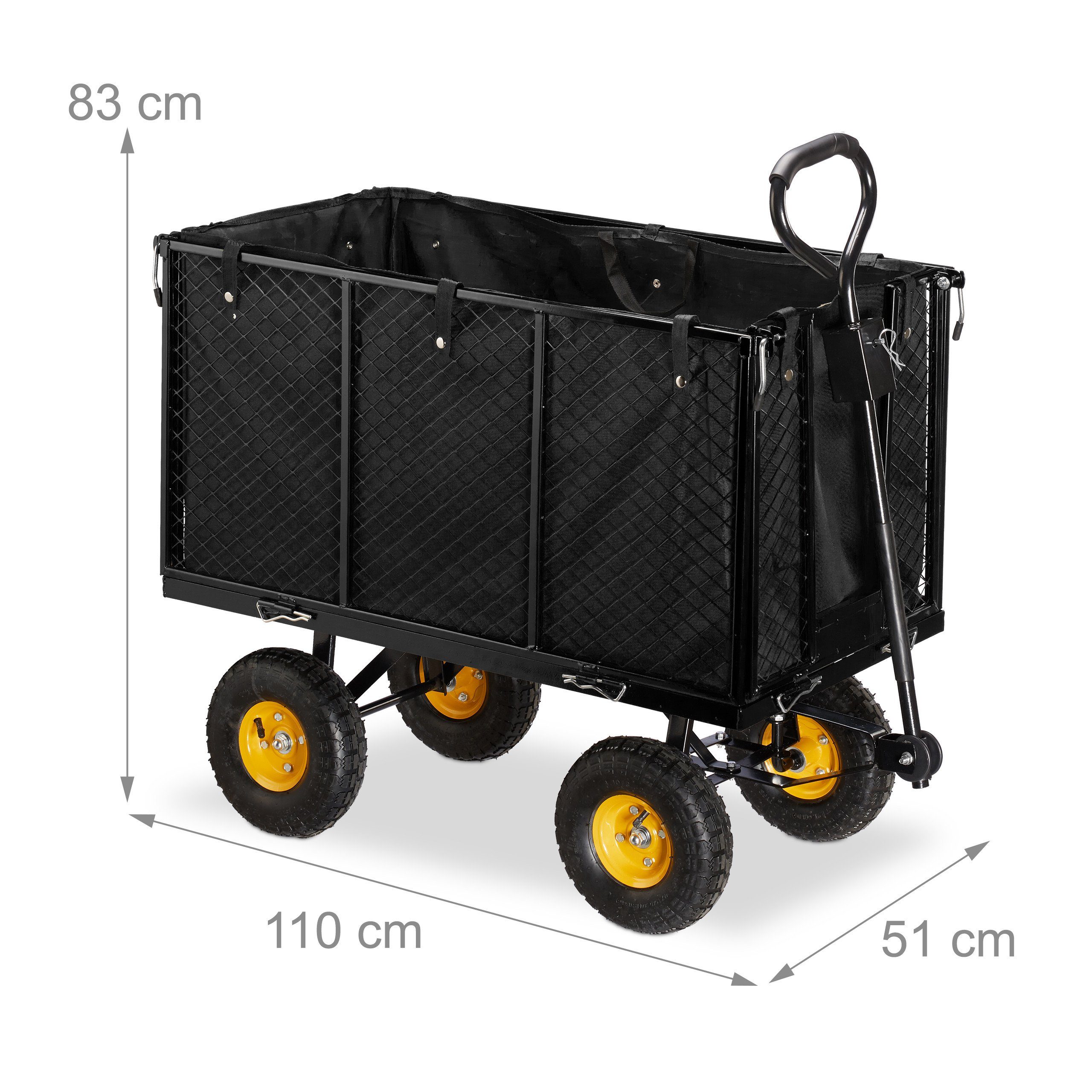 relaxdays Bollerwagen Hoher Handwagen für den Garten