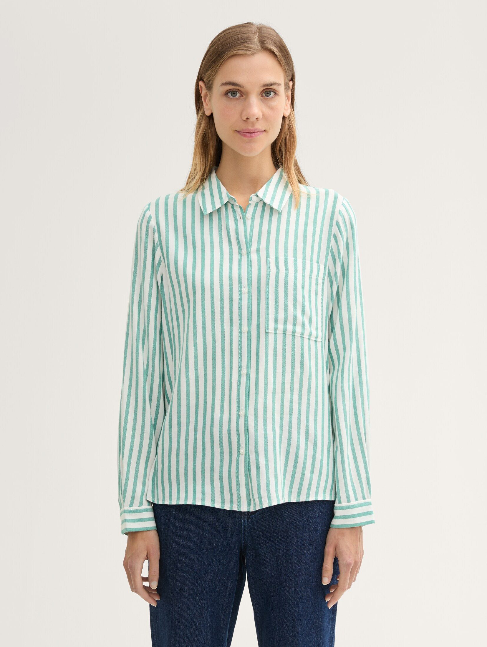 Langarmbluse Gestreifte Hemdbluse