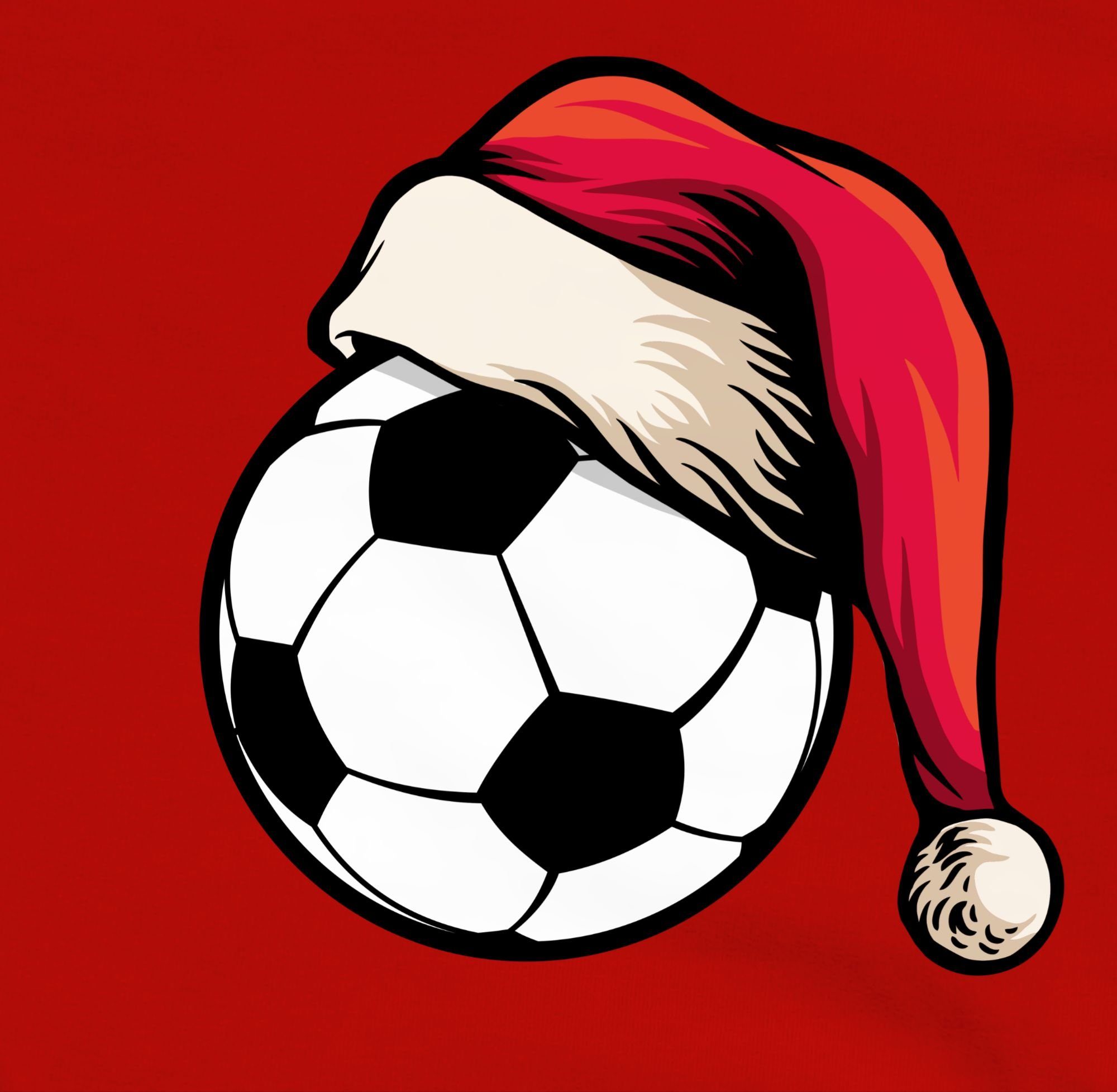 Kleidung Weihnachten Hoodie 2 mit Rot/Schwarz Weihnachtsmütze Kinder Shirtracer Fußball
