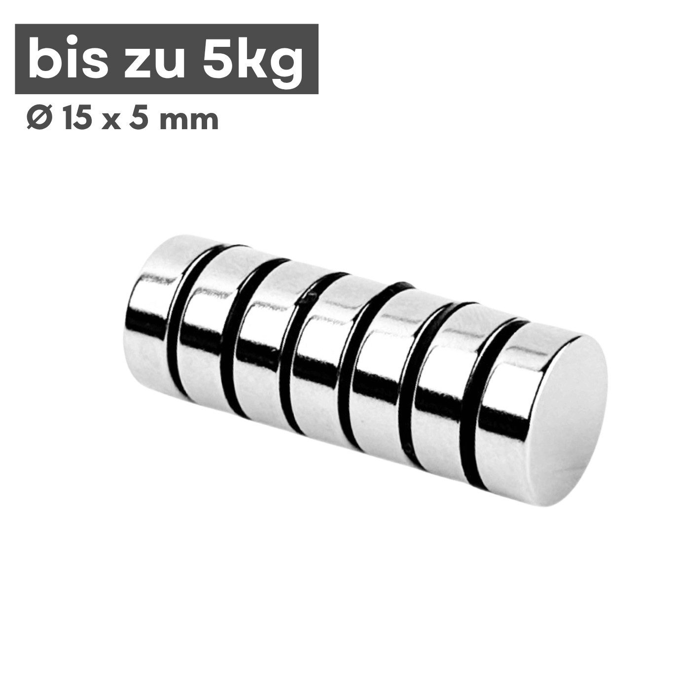 MaajeeKuto Magnet Neodym Magnet Ø15x5 mm N40 – Scheibenmagnet 5 kg Haftkraft (1-St)
