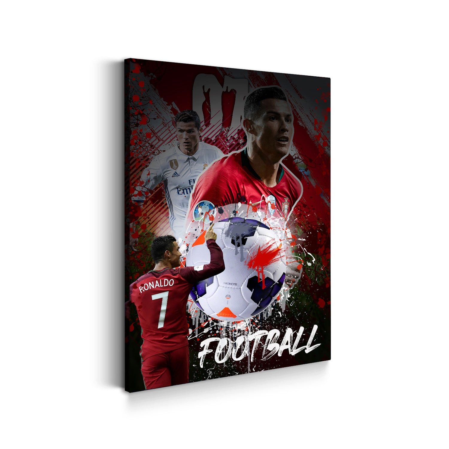 Artedinoi Leinwandbild Fussballspieler Ronaldo Pop Art Collage Wandbild Leinwandbild XL Wandd