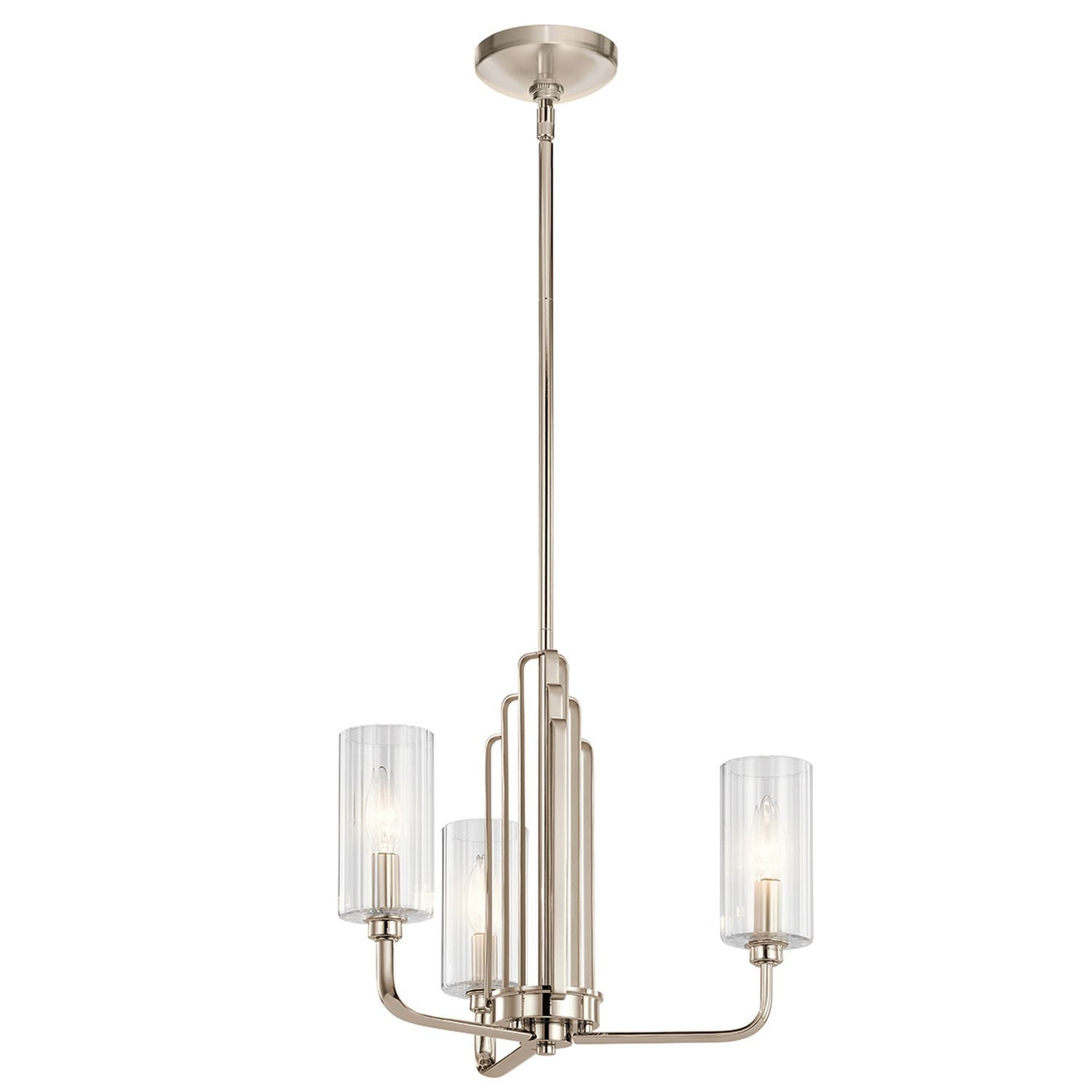 Licht-Erlebnisse Люстры CLAVA, ohne Leuchtmittel, Glas Metall H: max. 154,6 cm B: 45,9 cm Nickel poliert E14 3-flammig