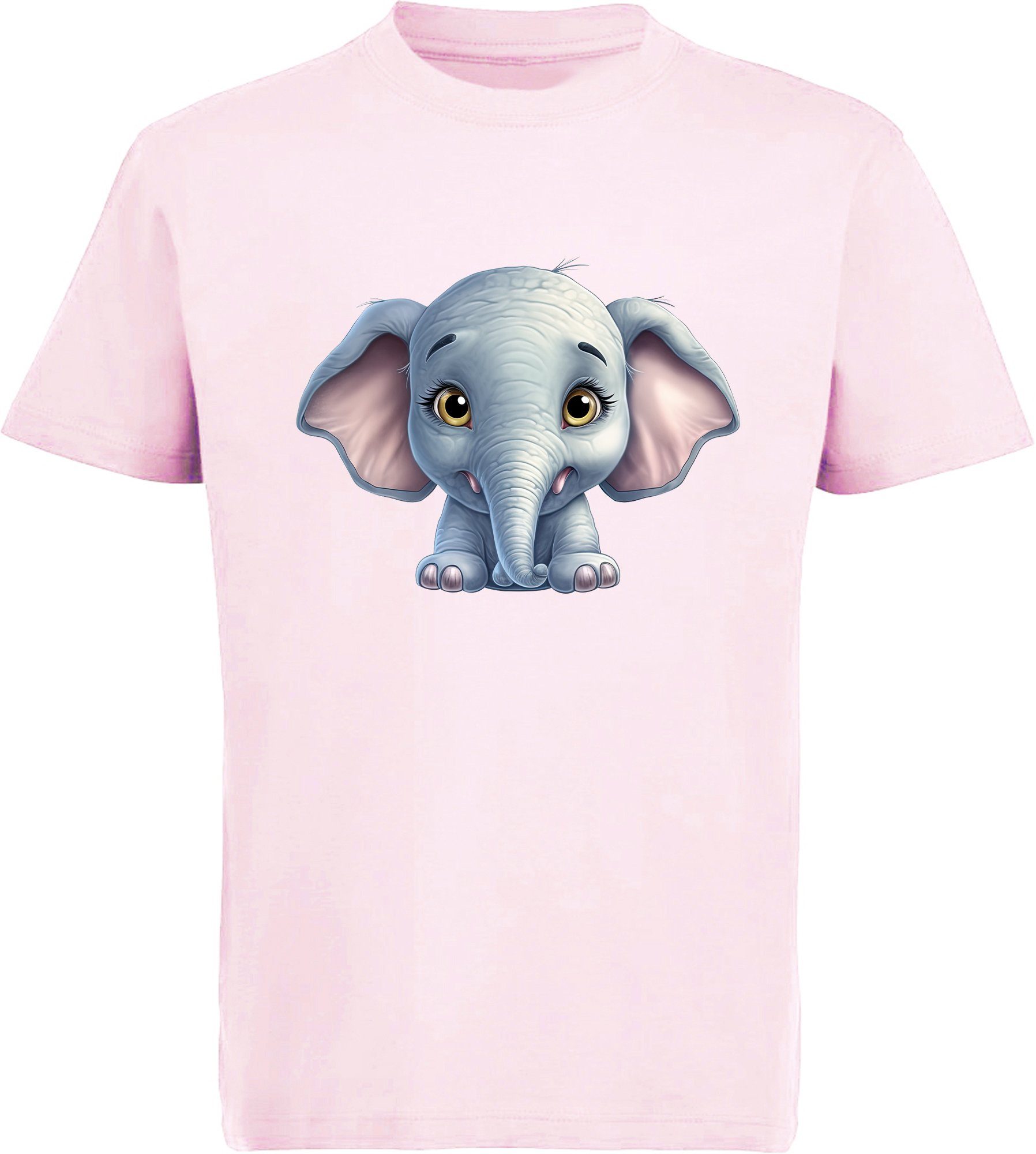 MyDesign24 T-Shirt Kinder Wildtier Print rosa i272 Shirt Baumwollshirt Elefant Aufdruck, Baby mit - bedruckt