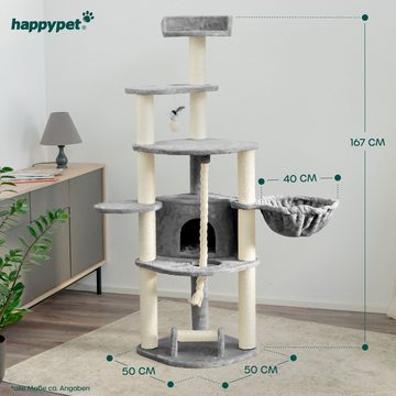 Happypet Kratzbaum MOGLI, Katzenbaum 167 cm Stabil, Katzen Kletterbaum mit 9 cm Stämme