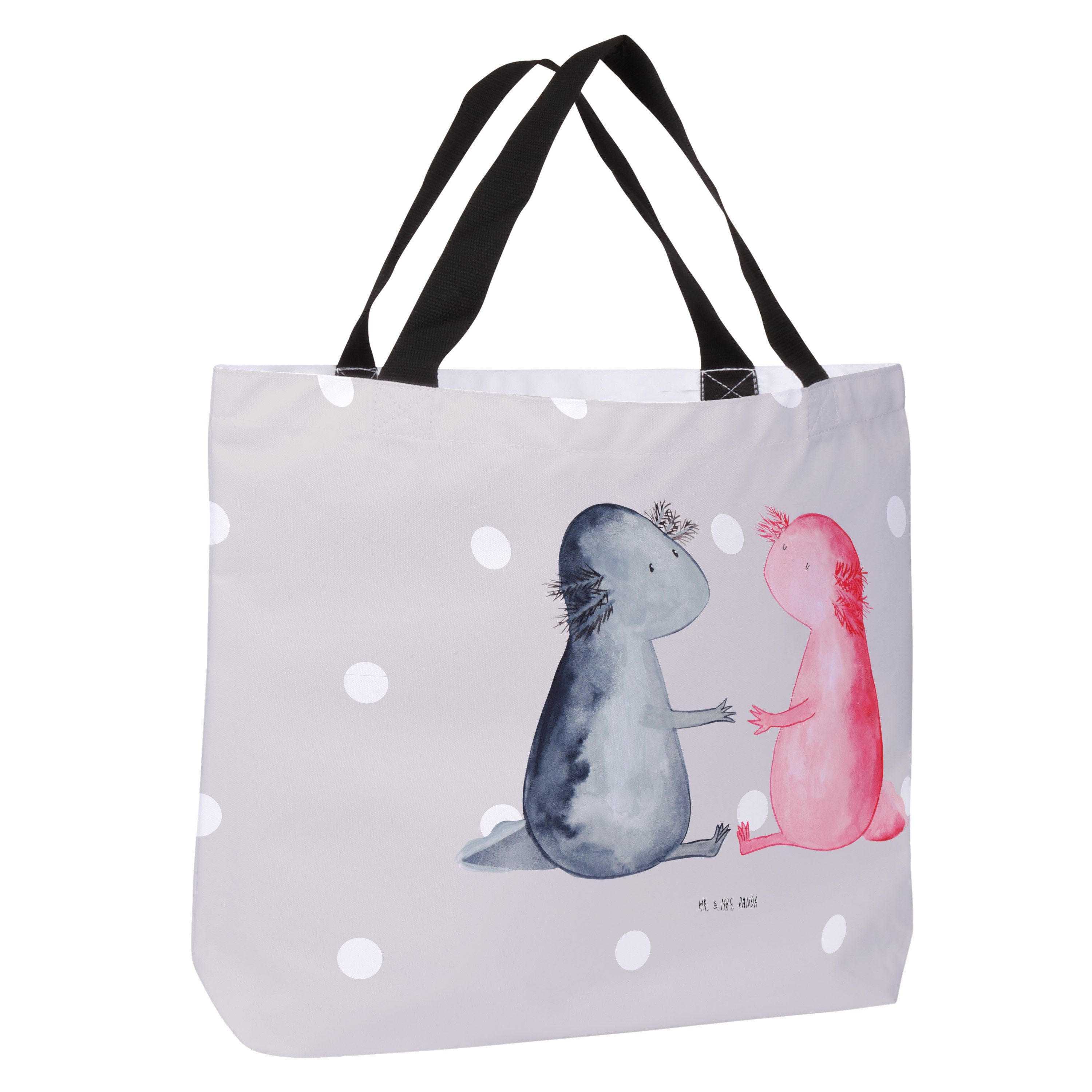 Mr. & - Sc Axolotl Mrs. Liebe, (1-tlg) große Geschenk, Liebe Grau Panda - Shopper Pastell Schulbeutel