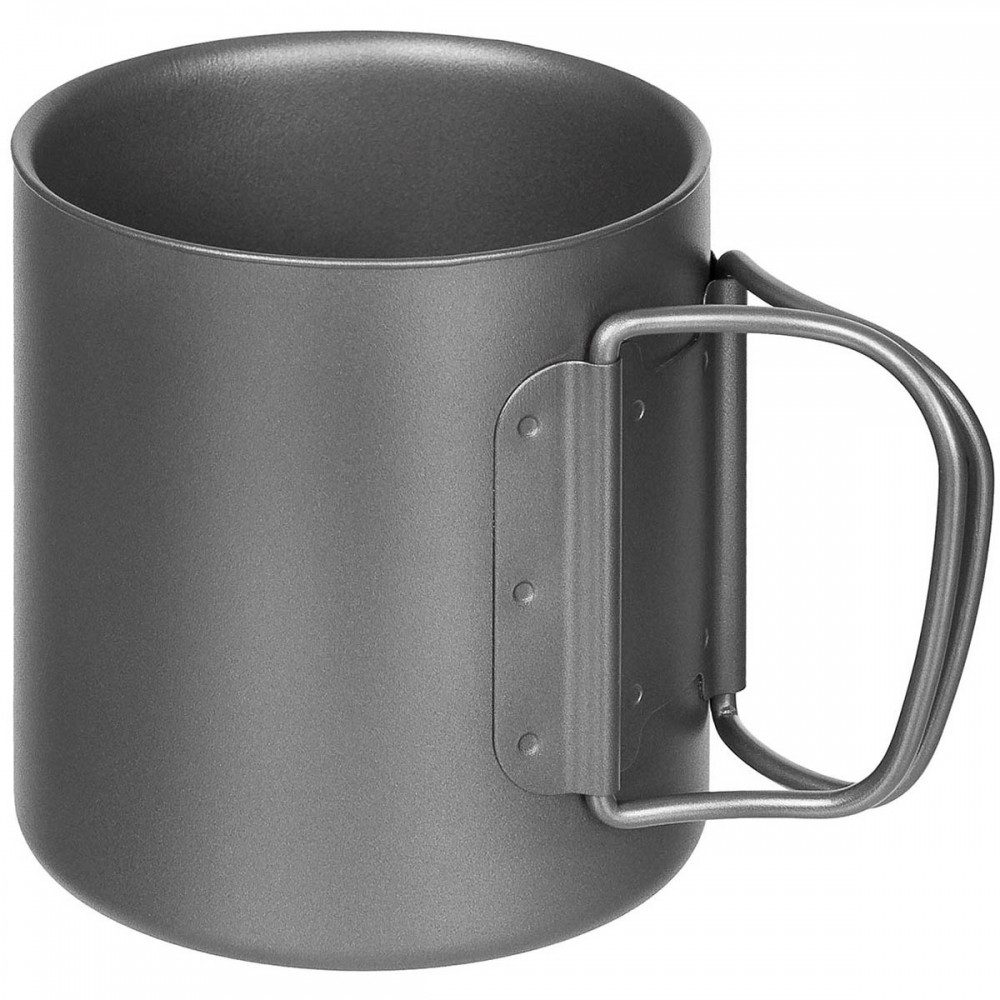 FoxOutdoor Tasse FoxOutdoor Titan Tasse, doppelwandig mit Klappgriffen., Ultraleichtes Titanmaterial