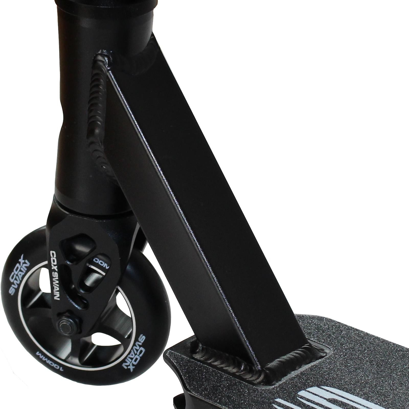 Cox Swain Stuntscooter Cox Swain Stunt Scooter X-385 mit ABEC9 Lager, ALU Kern Rollen Super Heavy Quality!, Farbe: Schwarz