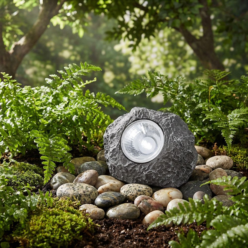 GLOBO LIGHTING LED Solarleuchte, LED-Leuchtmittel fest verbaut, 5er Set Solar Stein Außenleuchte LED Außen Gartenleuchte Dekoration