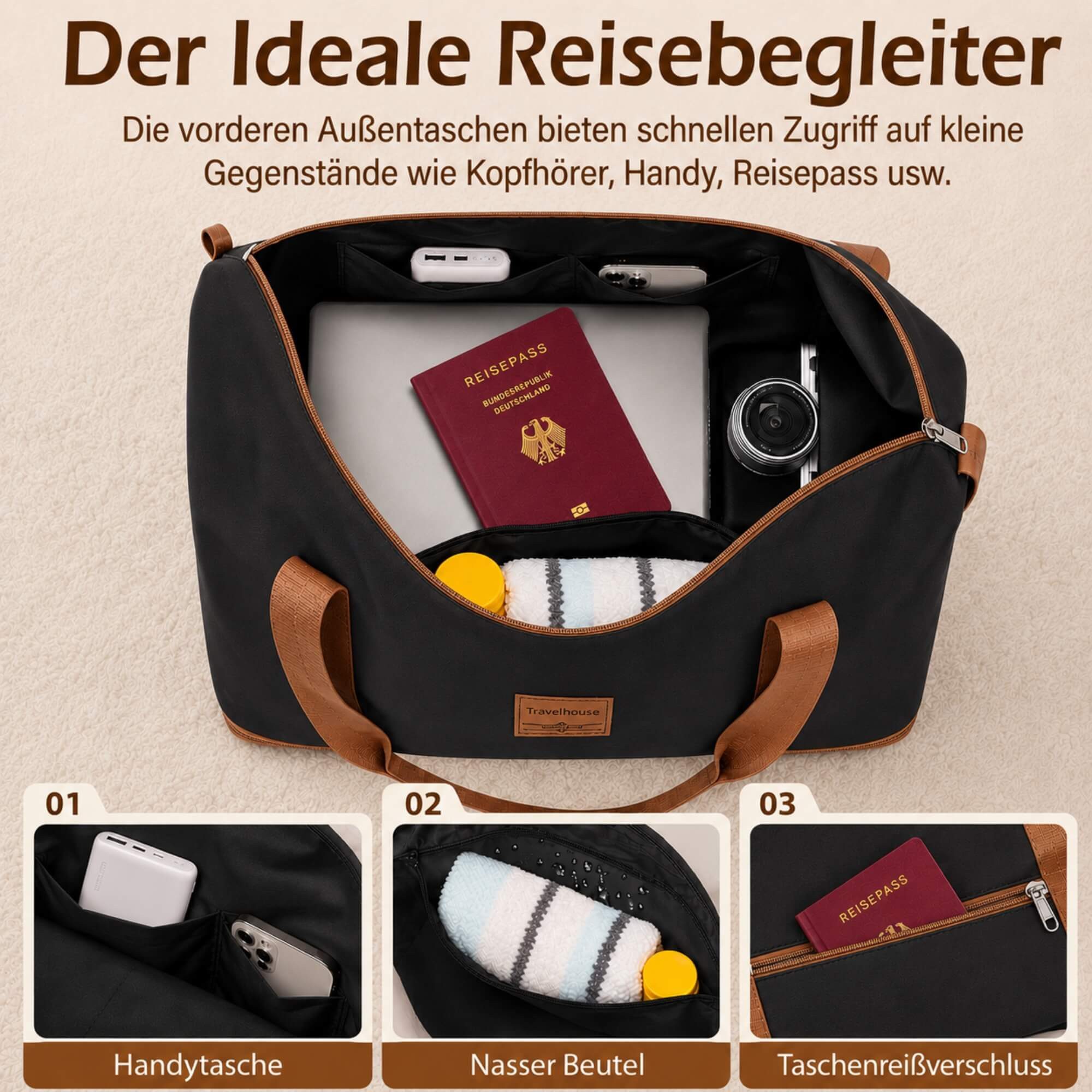 Travelhouse Trolleyset Bari, 4 Rollen, (Spar-Set, 6 tlg., Hartschalen Trolley-Set 6-teilig) – Bild 5 von 5