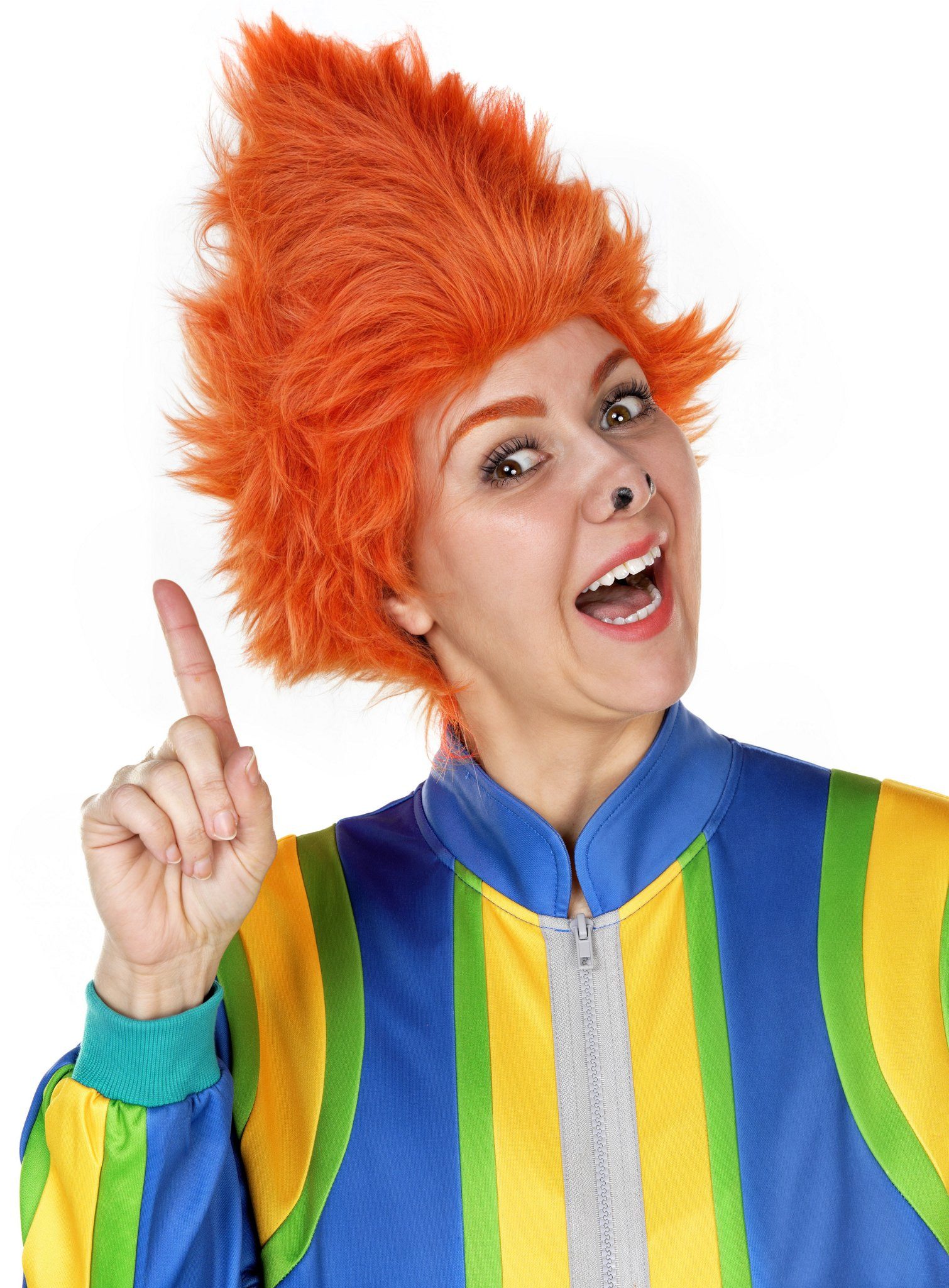 Maskworld Kostüm-Perücke Das Sams – Perücke - Fasching Kostüm Zubehör, Spitz nach oben zulaufende Perücke mit der typischen Wuschelfrisur