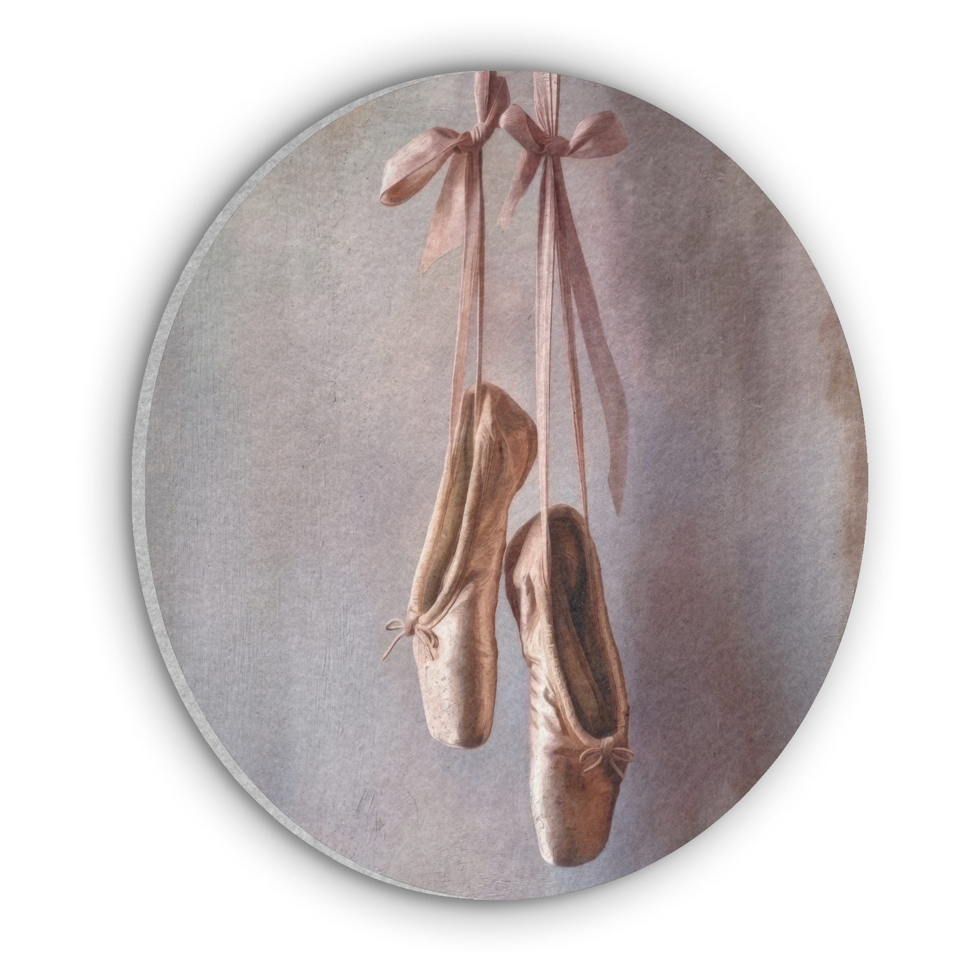 MuchoWow Gemälde Ballettschuhe - Satin - Erdtöne, Fotodruck (1 St), Wandkreis, Wandpaneele, Schalldämmung, Akustikbilder 50x50 cm