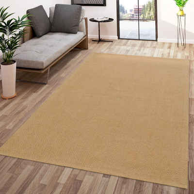 Teppich Jute Wohnzimmer Teppich Naturfaser Handgewebt Natur, TT Home, rechteckig, Höhe: 4 mm