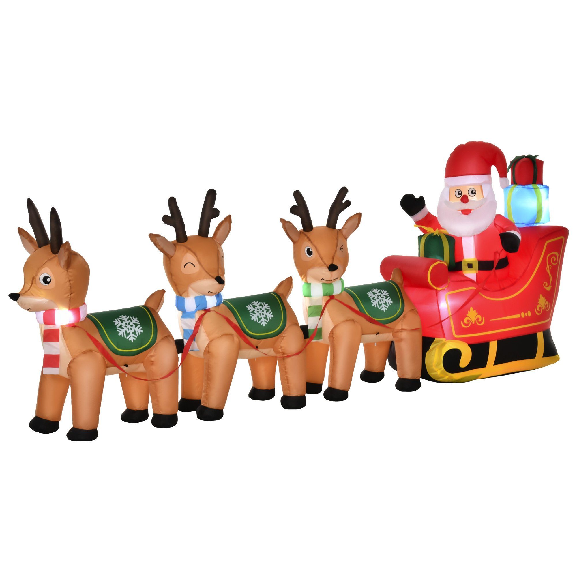 HOMCOM Weihnachtsfigur Aufblasbarer Weihnachtsmann
