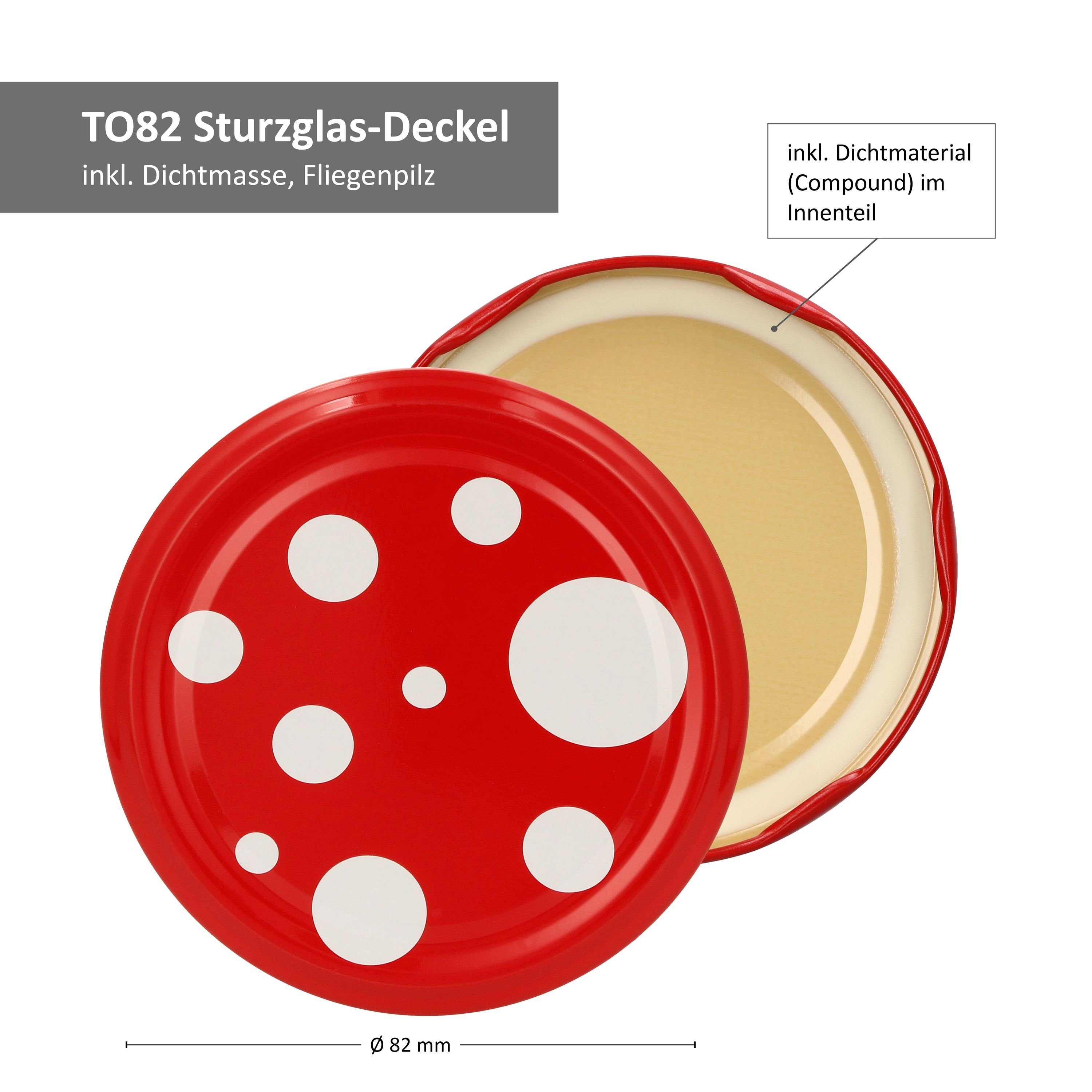 ml Einmachglas gepunktet, MamboCat 20er rot weiß Fliegenpilz Deckel Glas Sturzgläser 350 Set