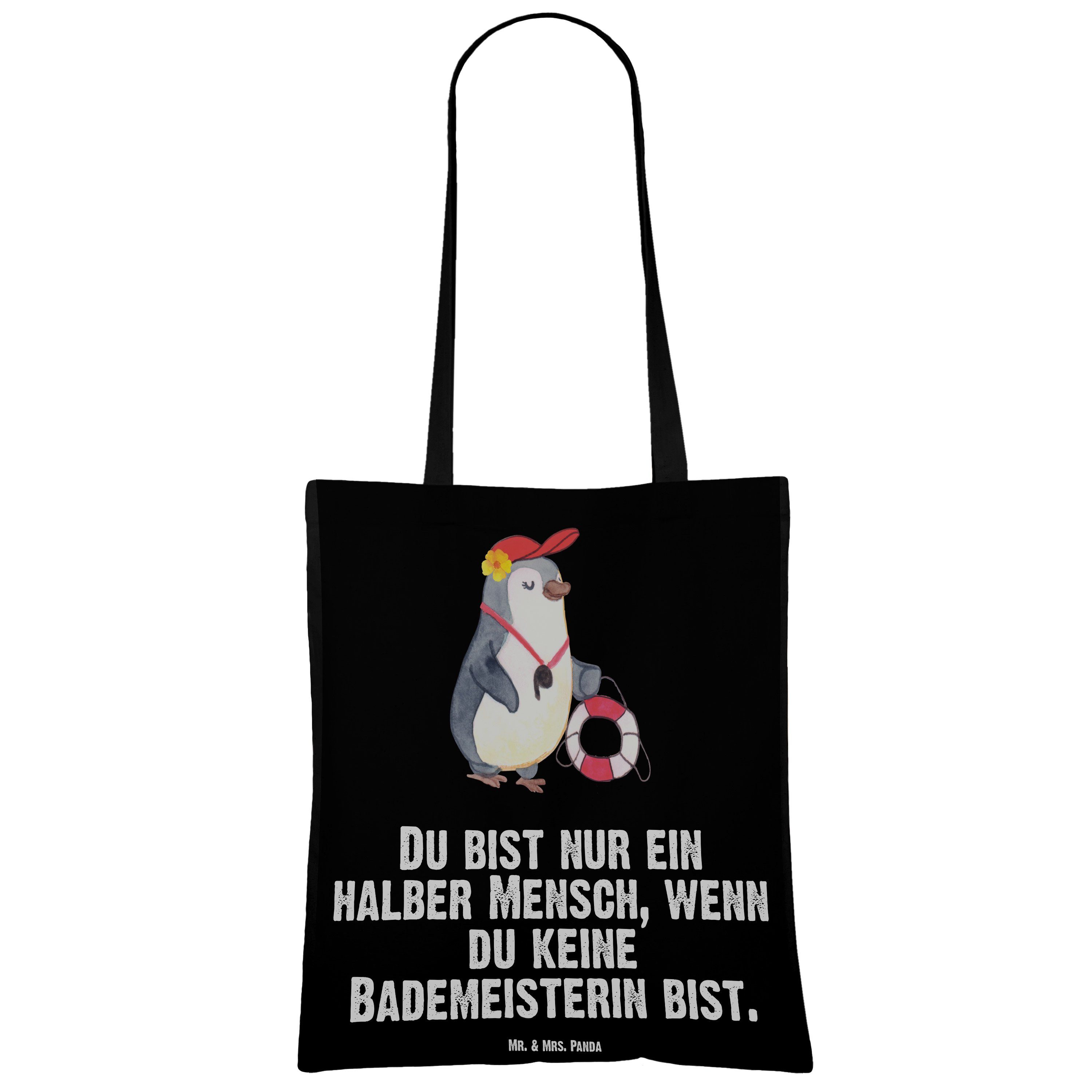 - Mr. Schwarz Tragetasche Badeanstalt, (1-tlg) Geschenk, Panda Ret & Mrs. Beutel, Bademeisterin - mit Herz