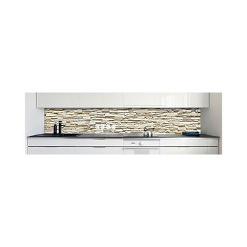 DRUCK-EXPERT Küchenrückwand Küchenrückwand Steinwand Hell Hart-PVC 0,4 mm selbstklebend