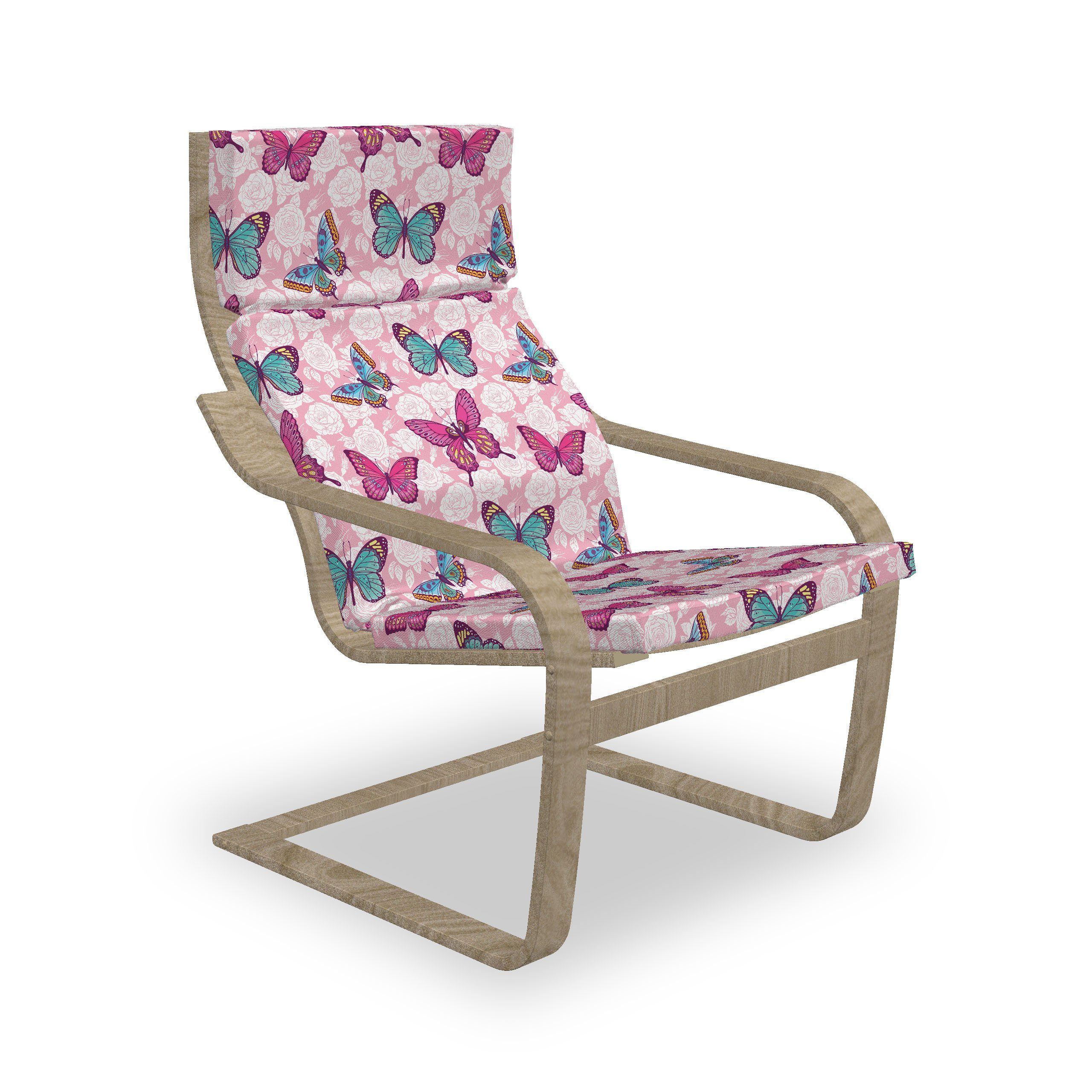 Frühling Abakuhaus Sitzkissen Reißverschluss, Blumen mit Romantische mit Hakenschlaufe Stuhlkissen Pink Stuhlkissen und Pale