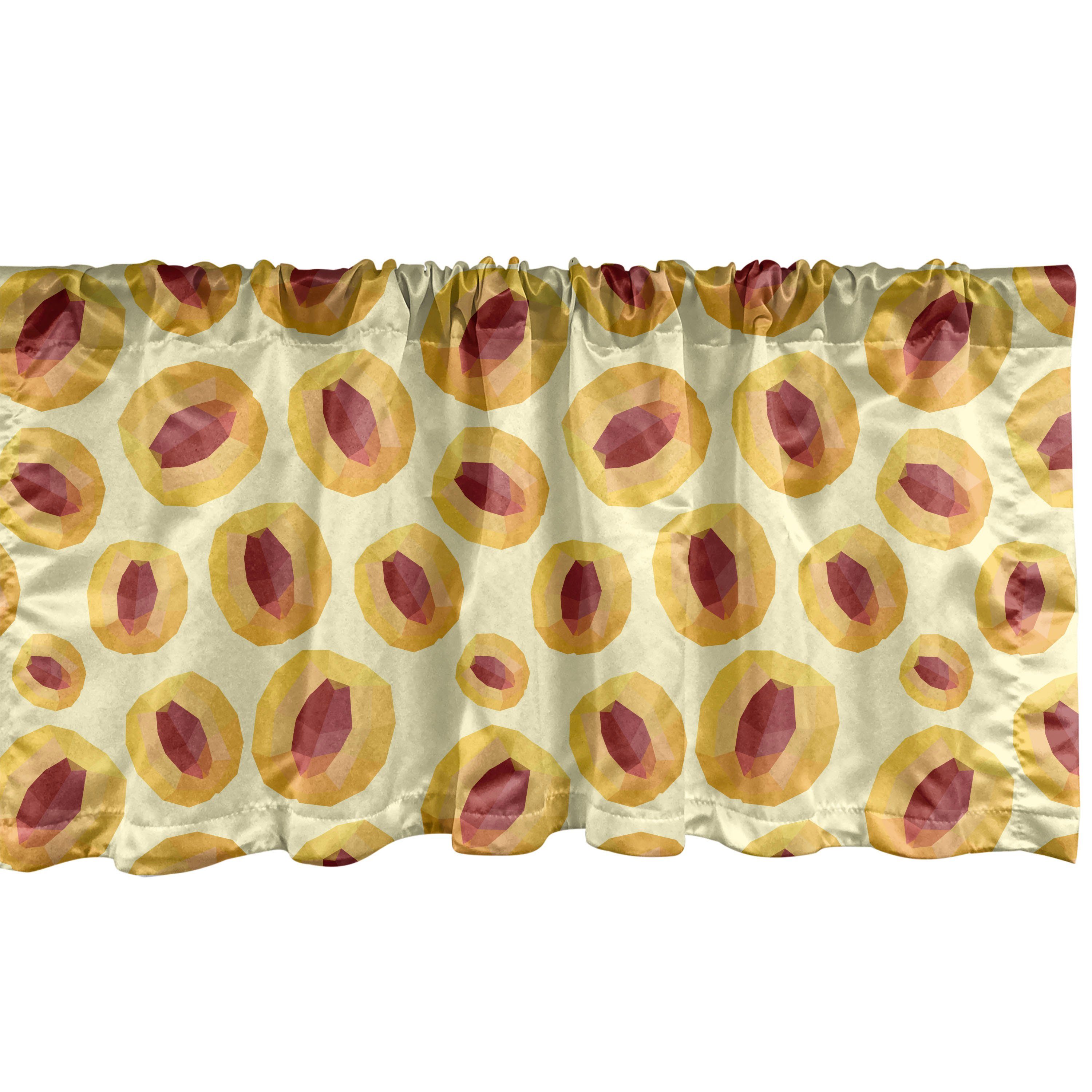 Scheibengardine Vorhang Volant für Küche Schlafzimmer Dekor mit Stangentasche, Abakuhaus, Microfaser, Low Poly Polygon Pfirsiche mit Samen