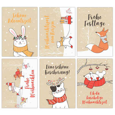 PAPIERDRACHEN Weihnachtskarte Weihnachtskartenset - liebevoll gestaltete Postkarten zu Weihnachten