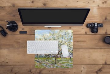 MuchoWow Gaming Mauspad Blühender Obstgarten - Vincent van Gogh (1-St), Mousepad mit Rutschfester Unterseite, Gaming, 40x40 cm, XXL, Großes