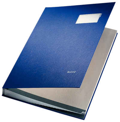 LEITZ Hefter Unterschriftsmappe Überzug PP blau 20 Fächer 5700-00-35, 20 Fächer aus festem Karton