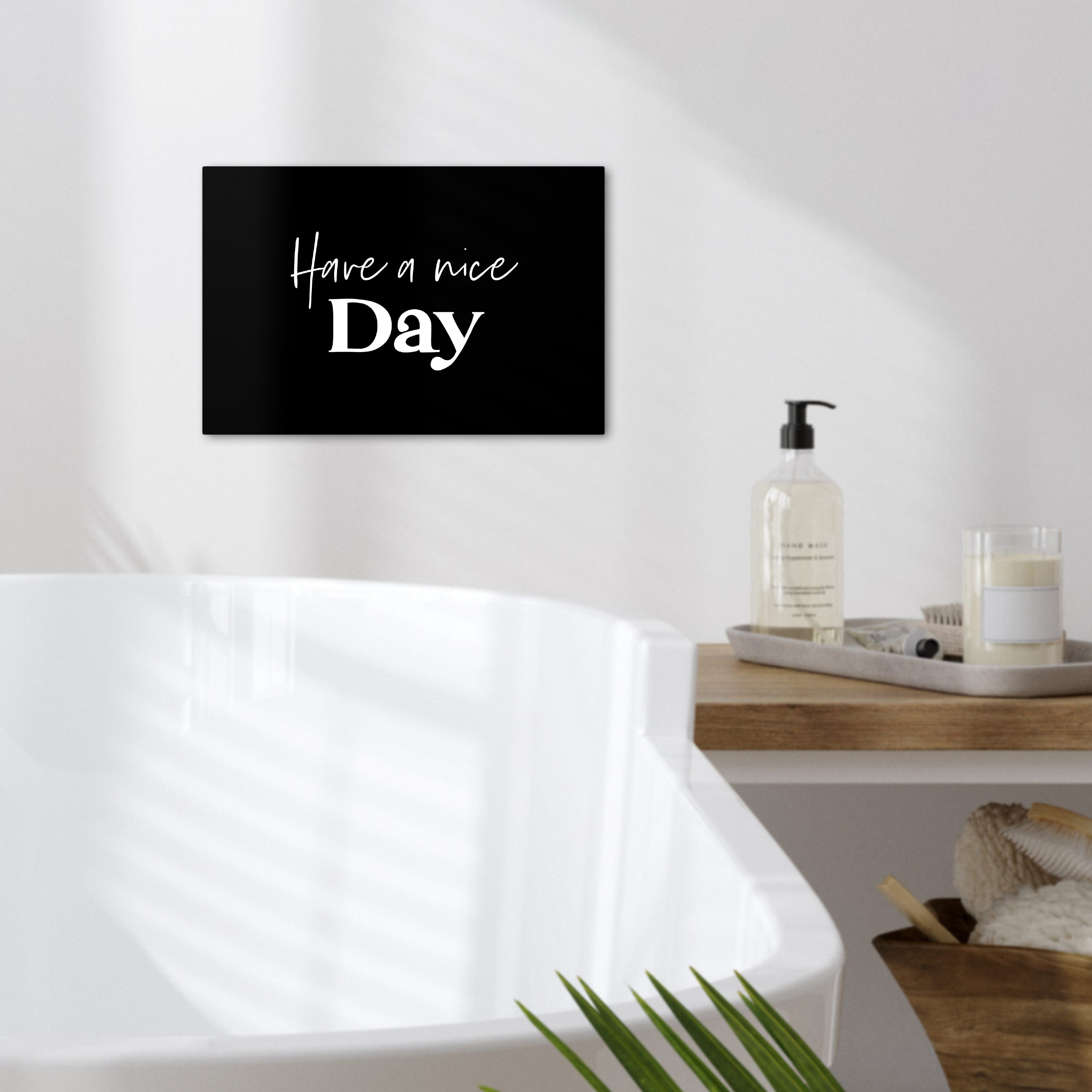 OneMillionCanvasses® Leinwandbild Have a nice day - Zitat - Schwarz - Sprüche, Fotodruck (1 St), Bilder für Badezimmer, Bad und Toiletten Deko, Bild WC 30x20 cm – Bild 2 von 5