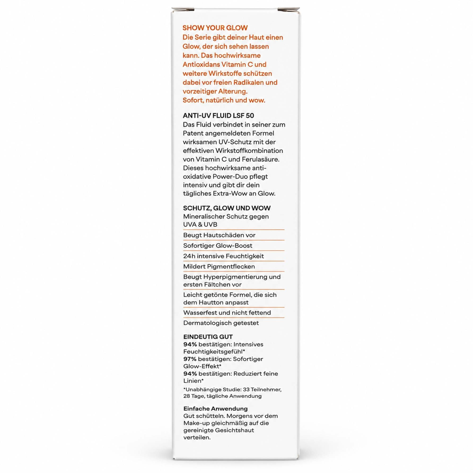 lavera Sonnenschutzcreme LAVERA Glow by Nature Anti-UV Fluid LSF 50, 40ml