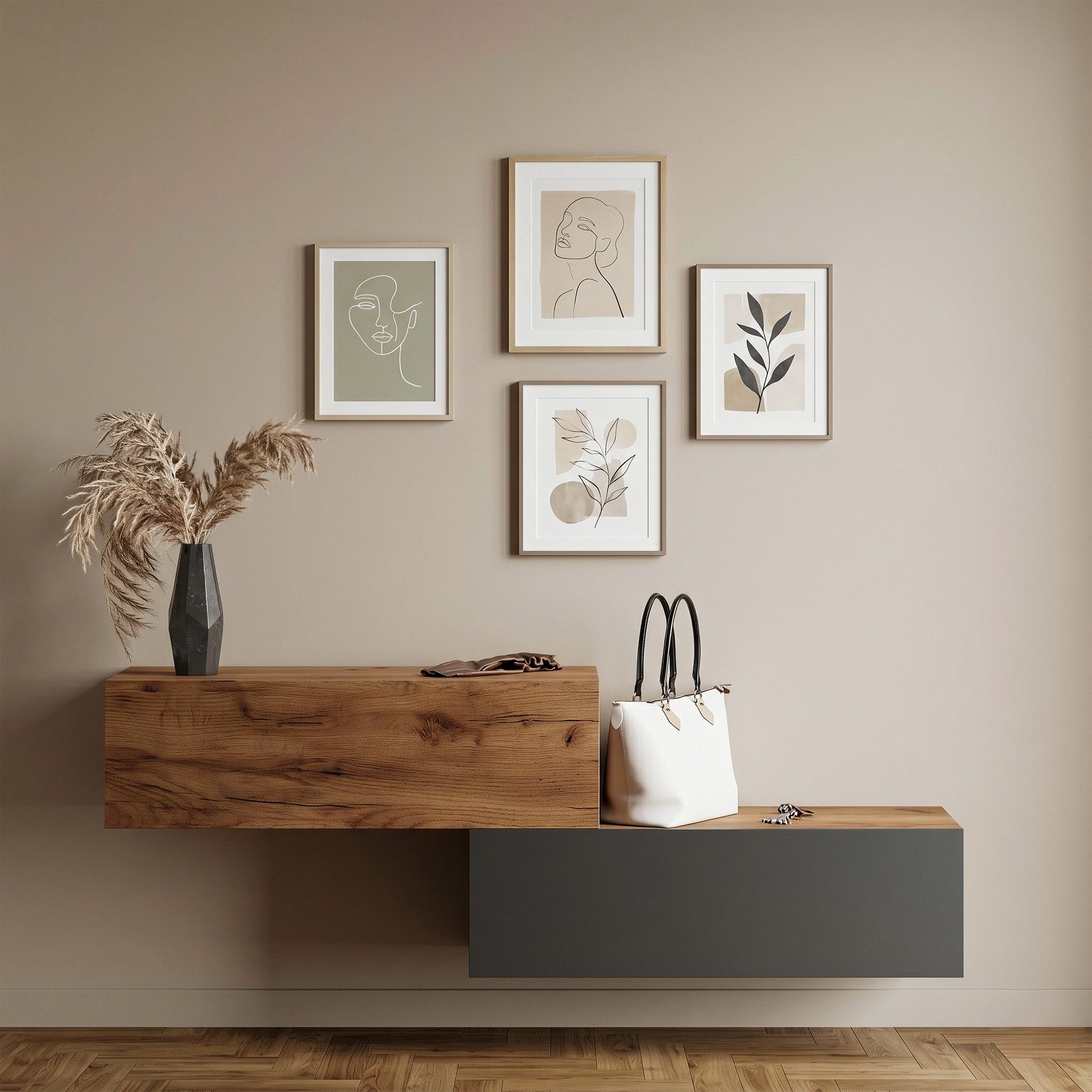 Planetmöbel Garderobenschrank Kompaktgarderobe Wandschrank 200 cm (schmaler Flurschrank mit Stauraum, 2-St., Flurgarderobe mit Soft-Open Funktion) Flurkommode vielseitig kombinierbar, 2x 100 cm