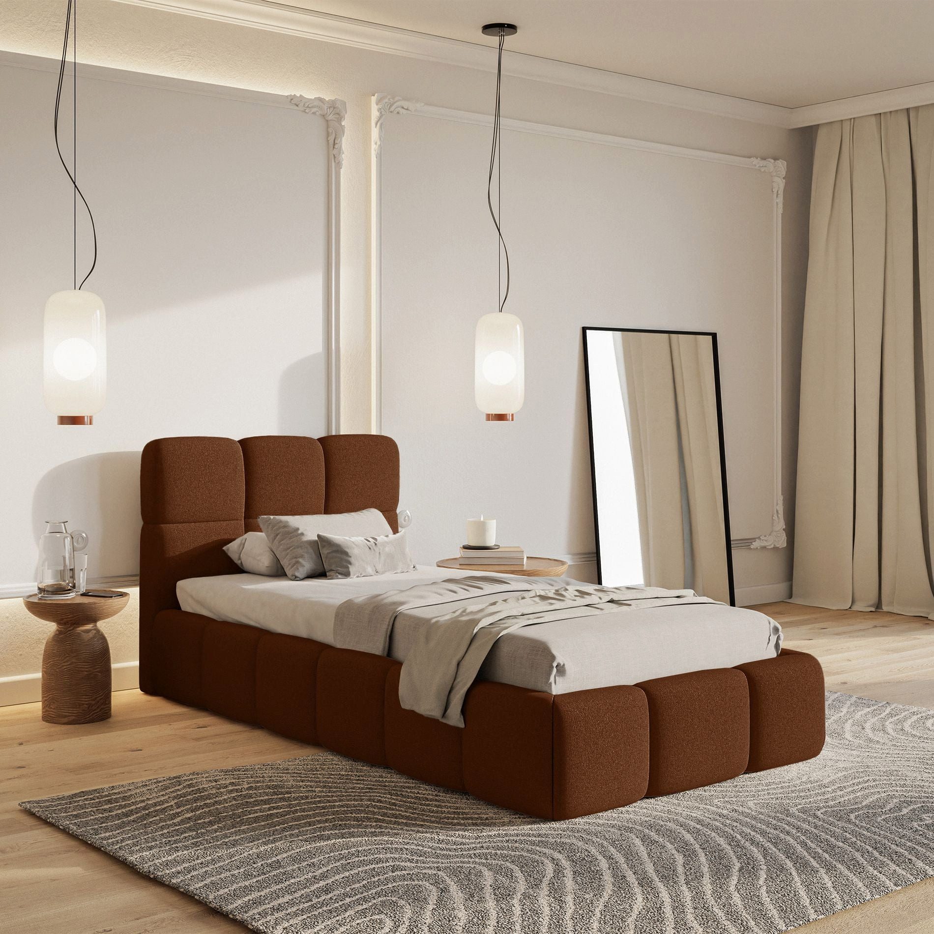 Selsey Kinderbett CLOUDY, mit Bettkasten, Lattenrost, Chenille wasserabweisend, 90 x 200 cm